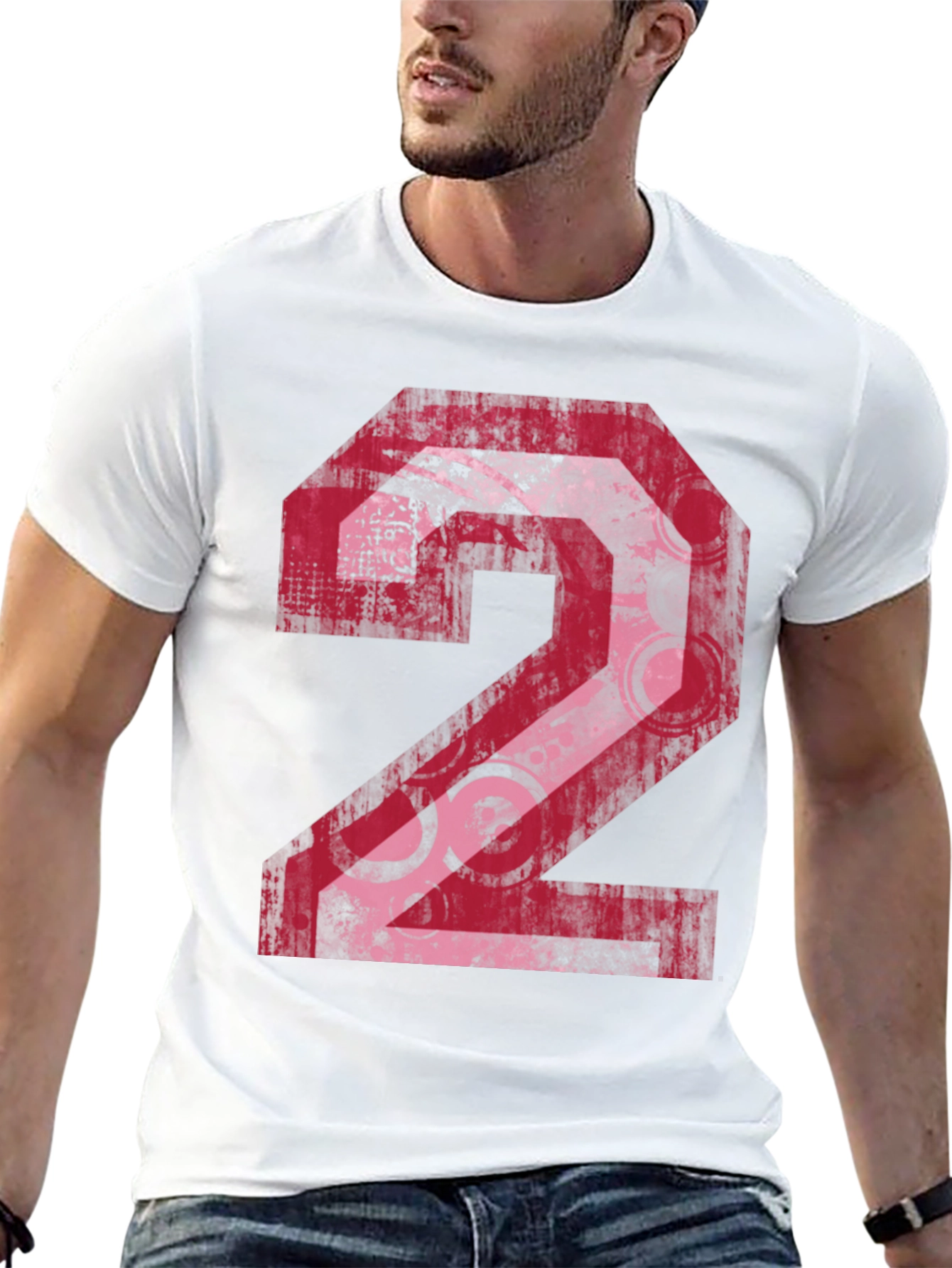 Distressed Number 2 Graphic Print Black Tee