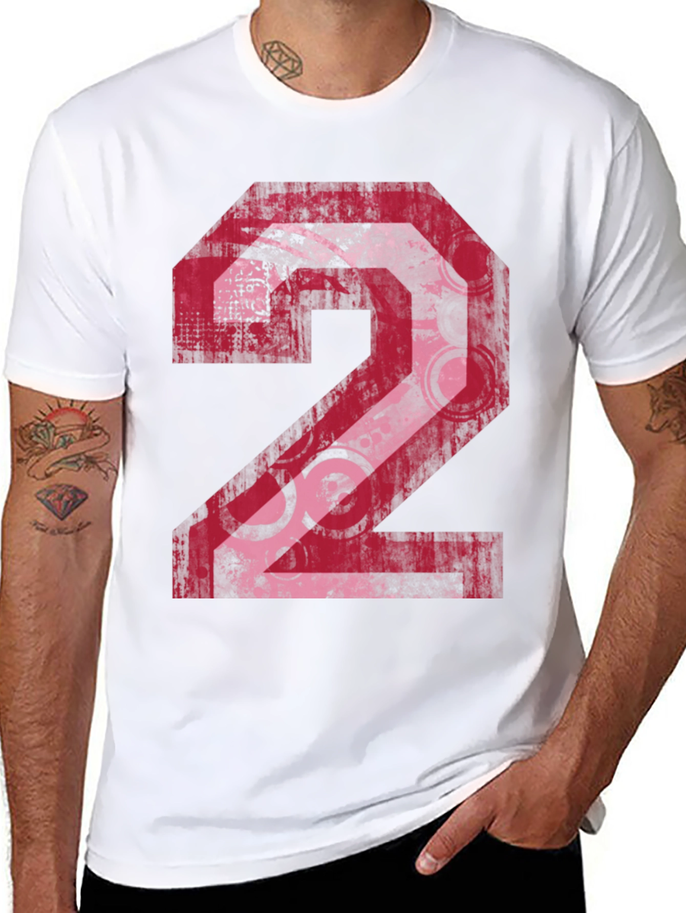 Distressed Number 2 Graphic Print Black Tee