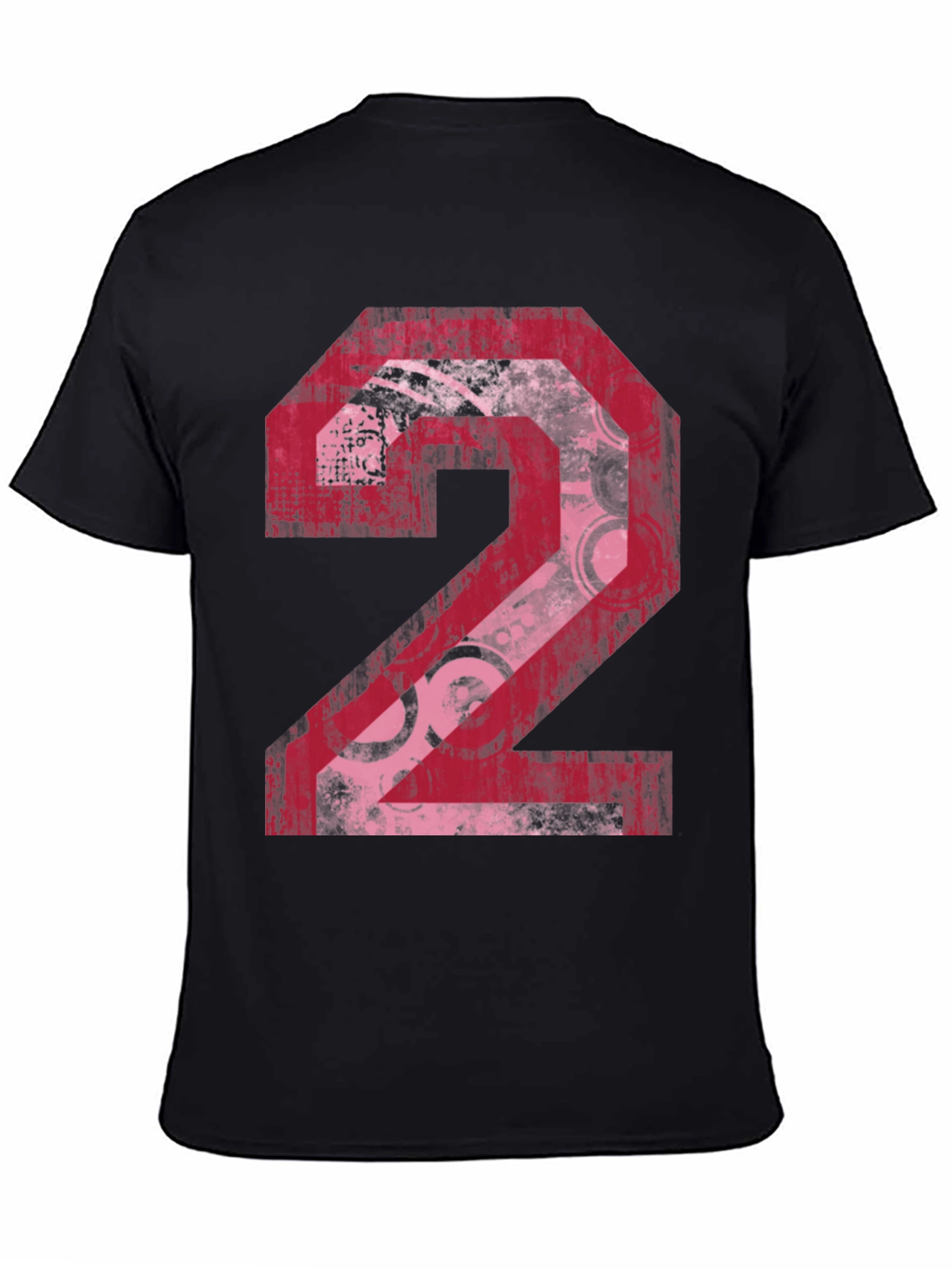 Distressed Number 2 Graphic Print Black Tee