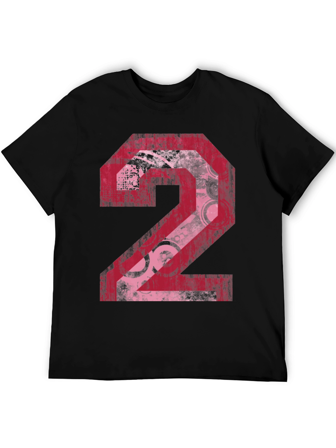 Distressed Number 2 Graphic Print Black Tee