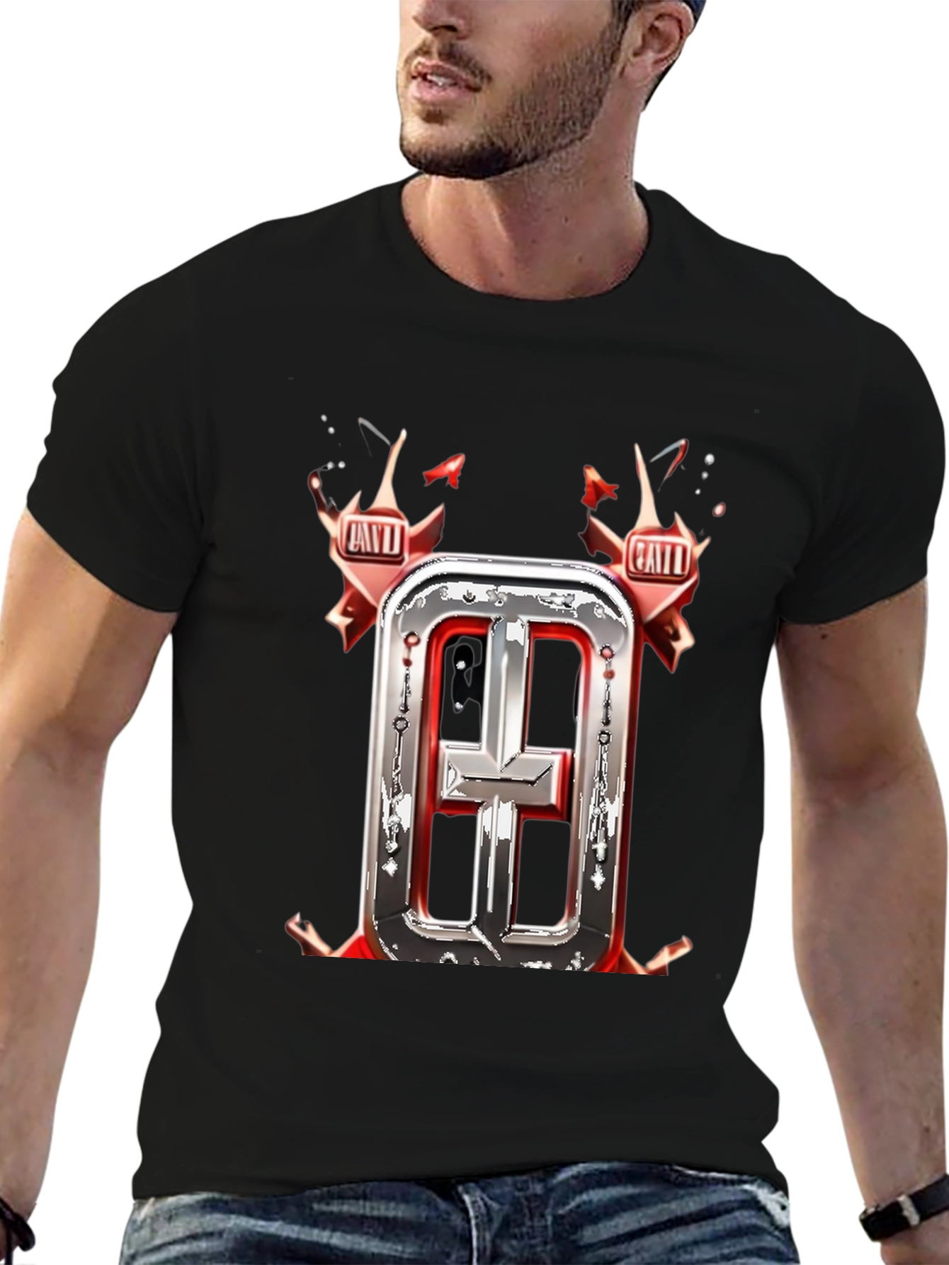 Stylish Black T-Shirt with Graphic Design