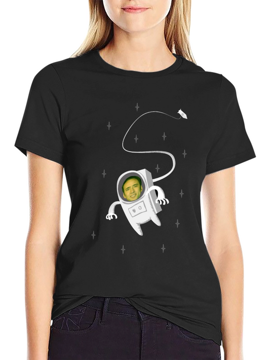 Nicolas Cage Astronaut Black T-Shirt - Space Humor Tee