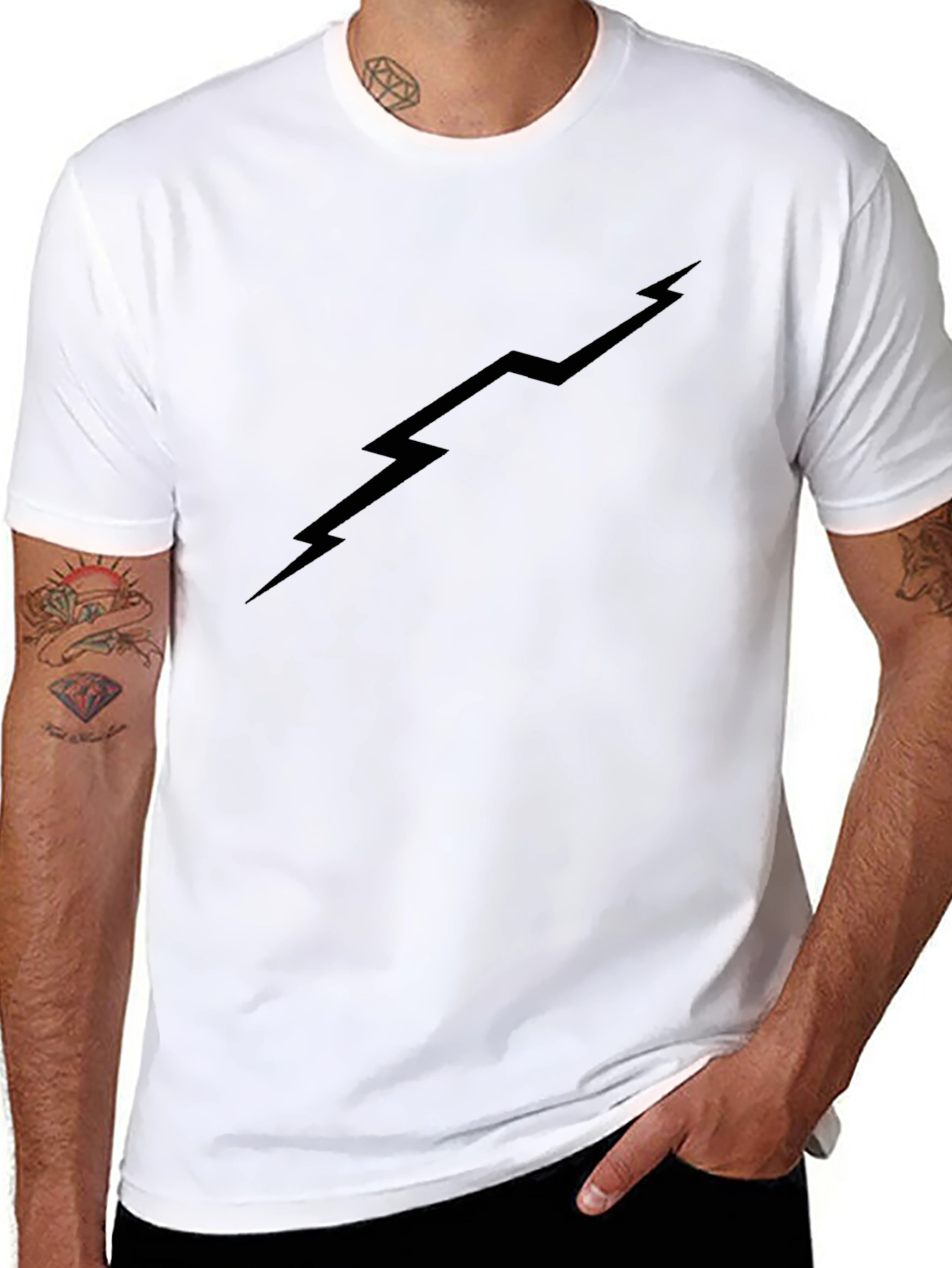 Mens Black Lightning Bolt Graphic Tee