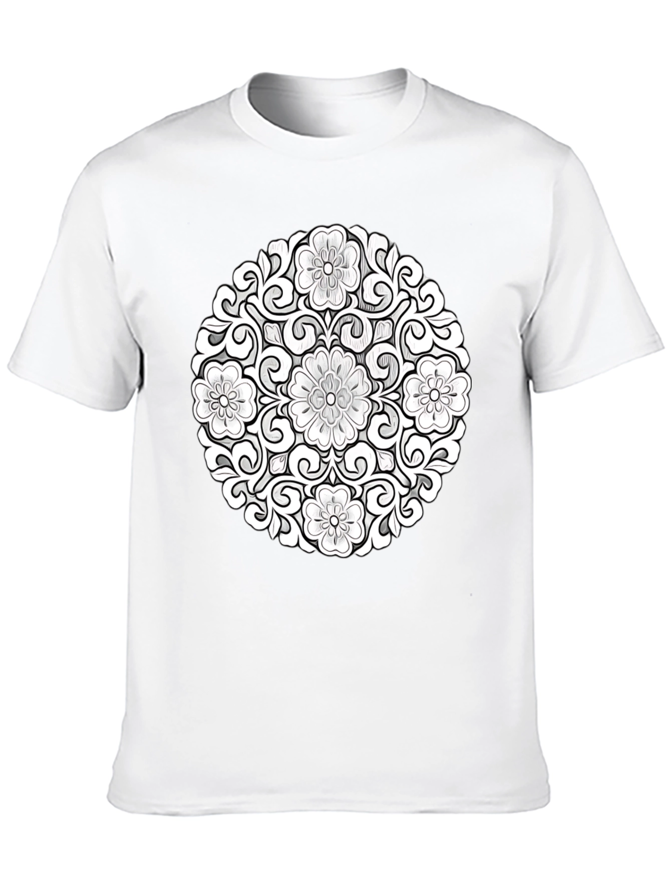 Floral Mandala Graphic Tee - Black