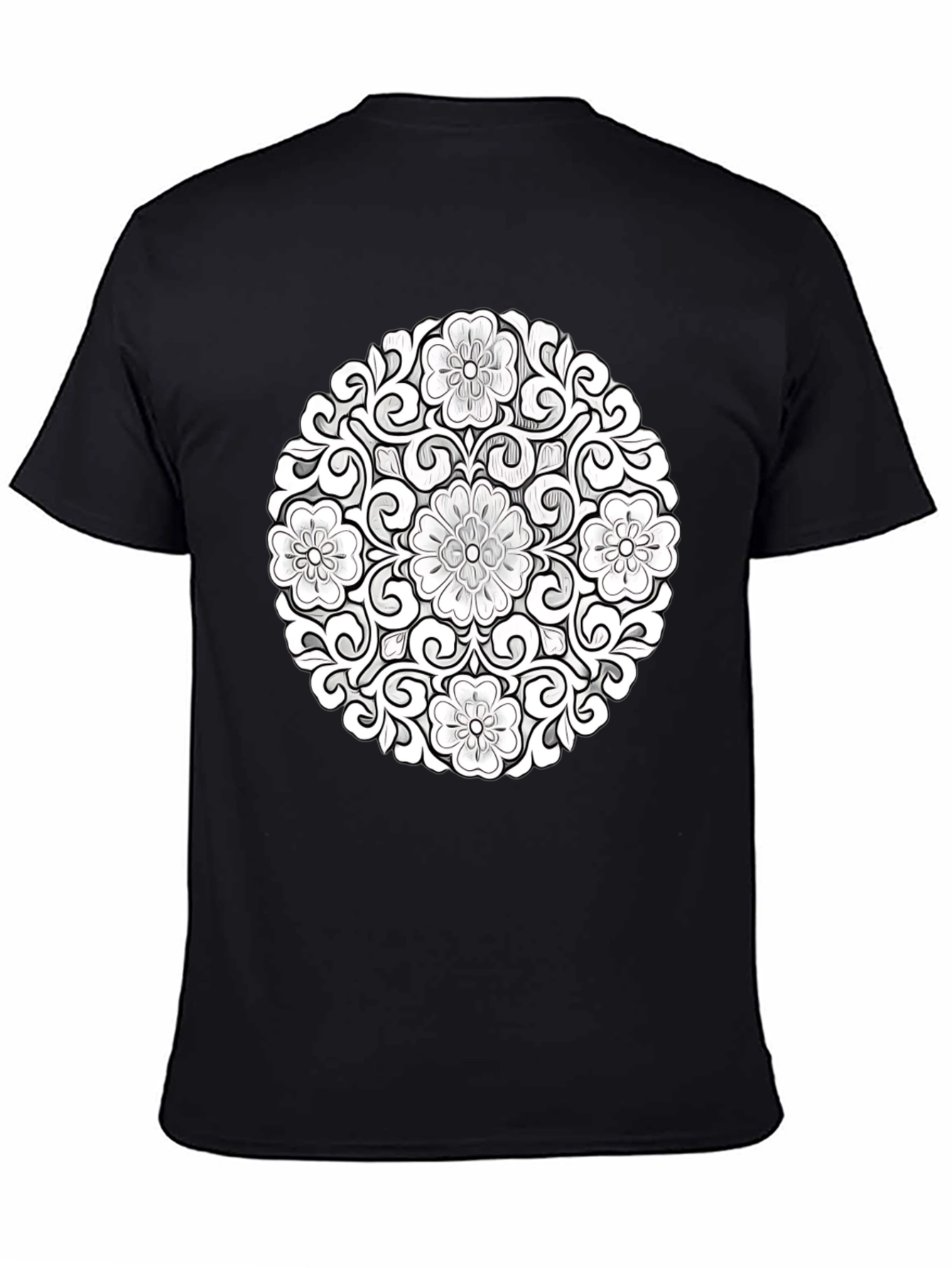 Floral Mandala Graphic Tee - Black