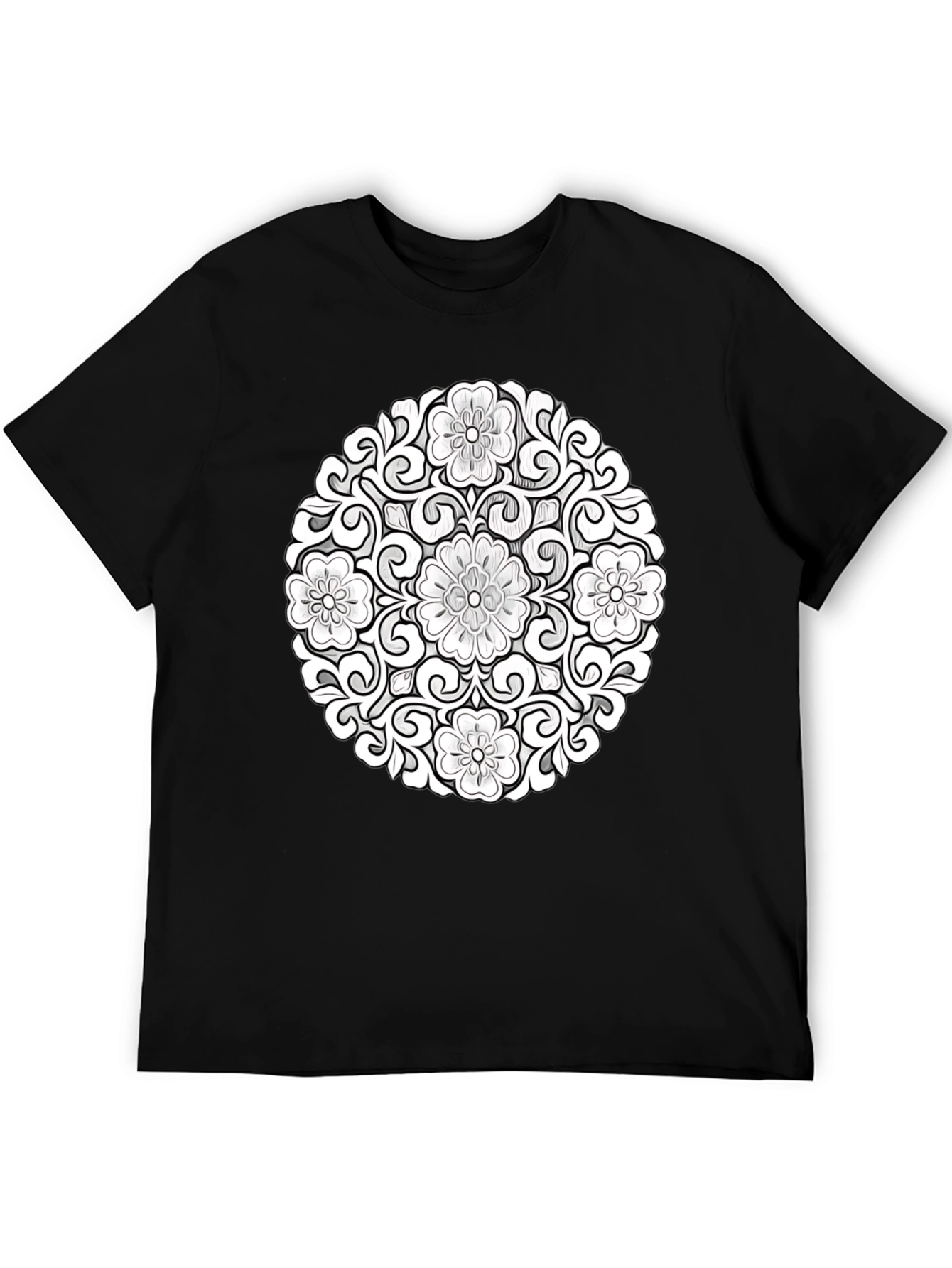 Floral Mandala Graphic Tee - Black