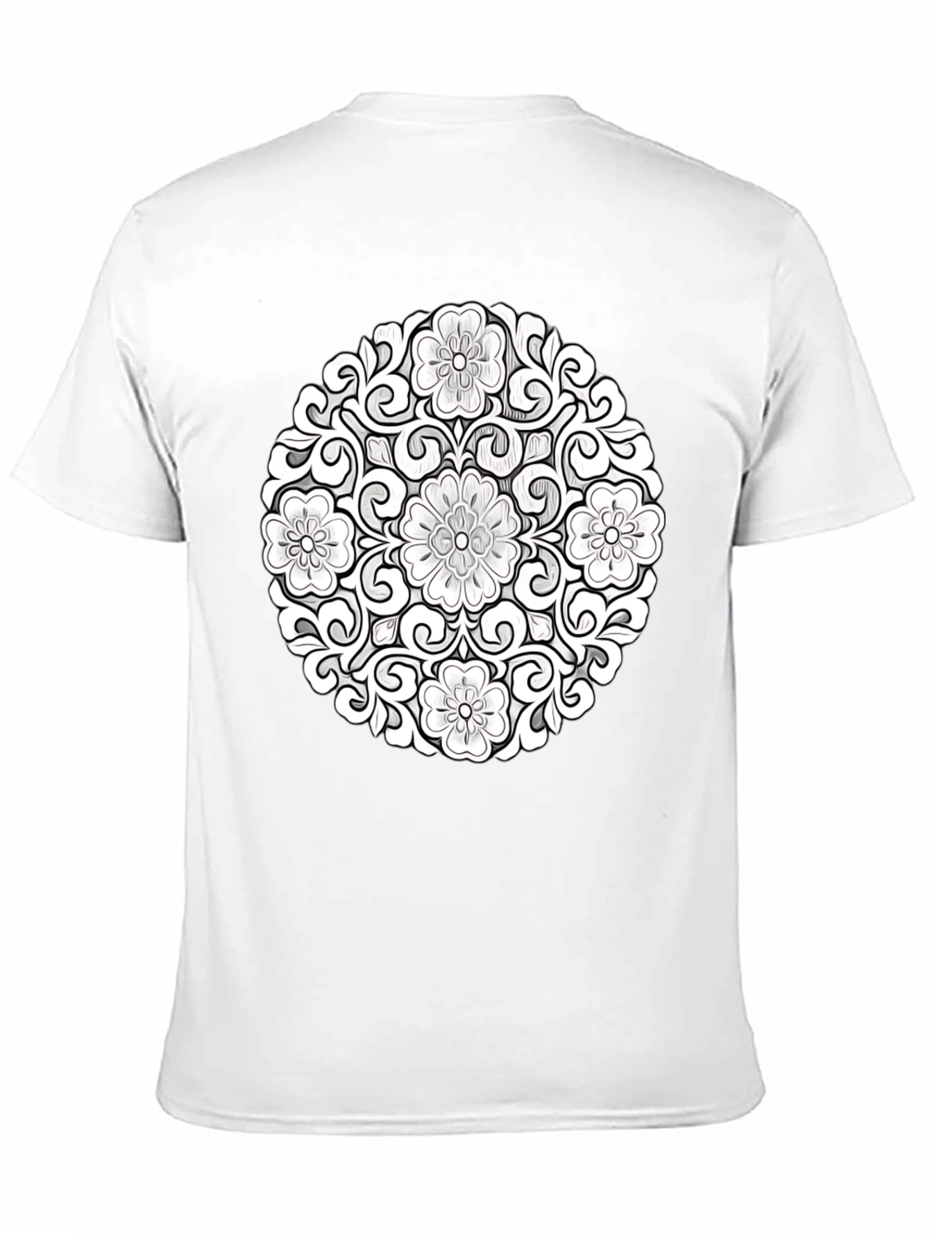 Floral Mandala Graphic Tee - Black