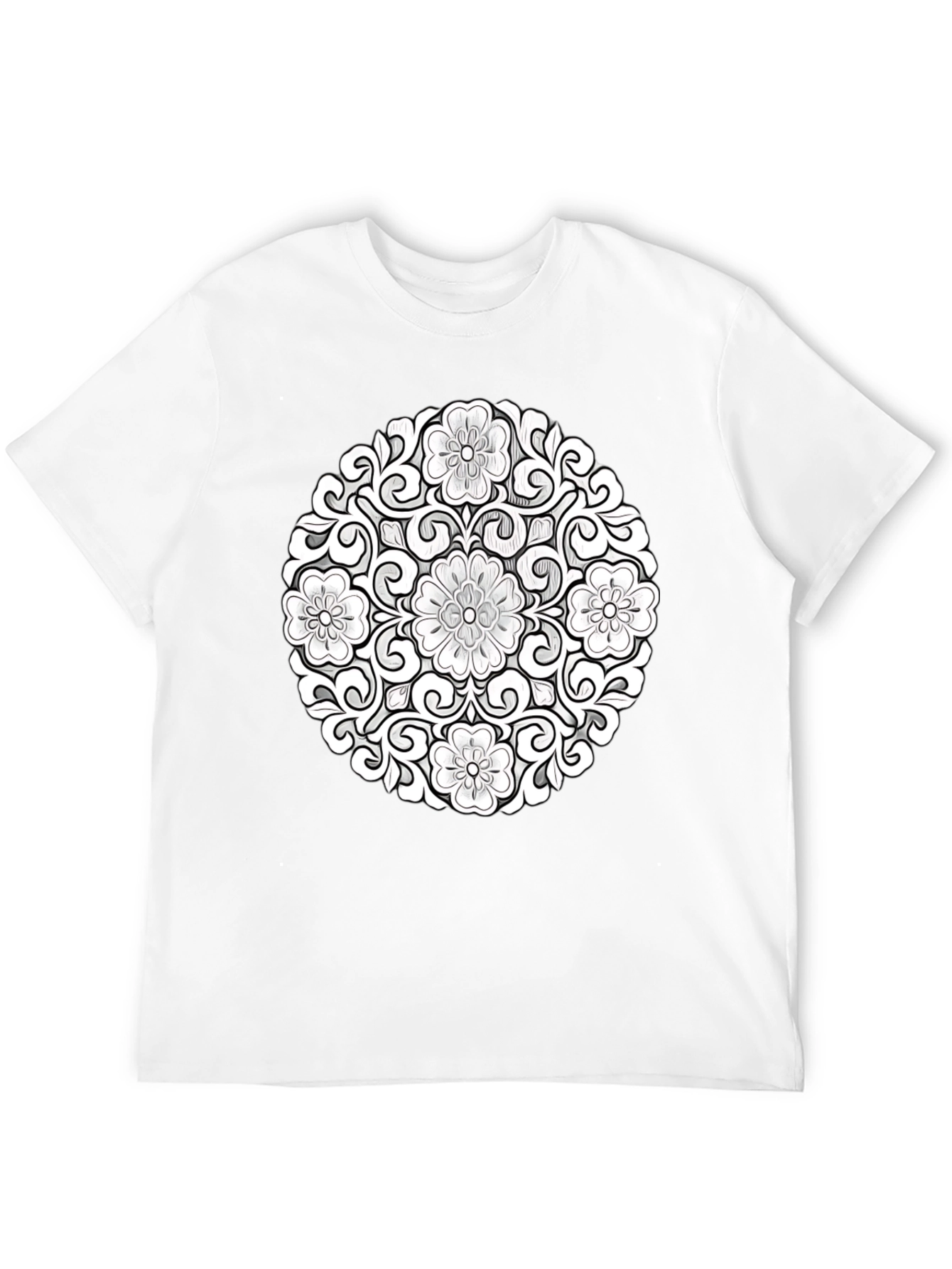 Floral Mandala Graphic Tee - Black