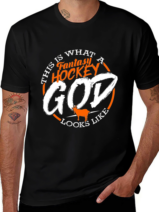 Fantasy Hockey God T-Shirt | Black Graphic Tee