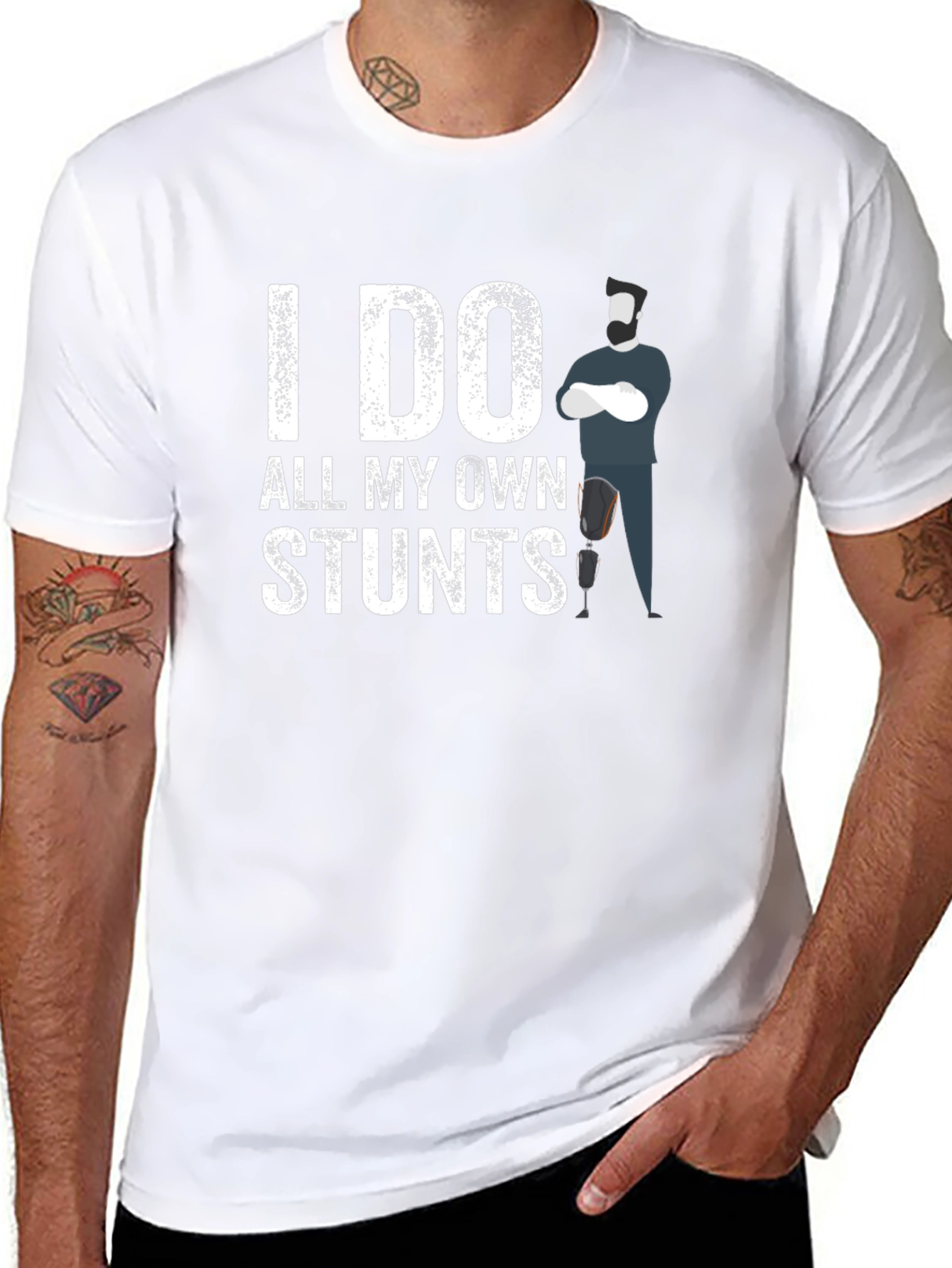 I Do All My Own Stunts Amputee T-Shirt