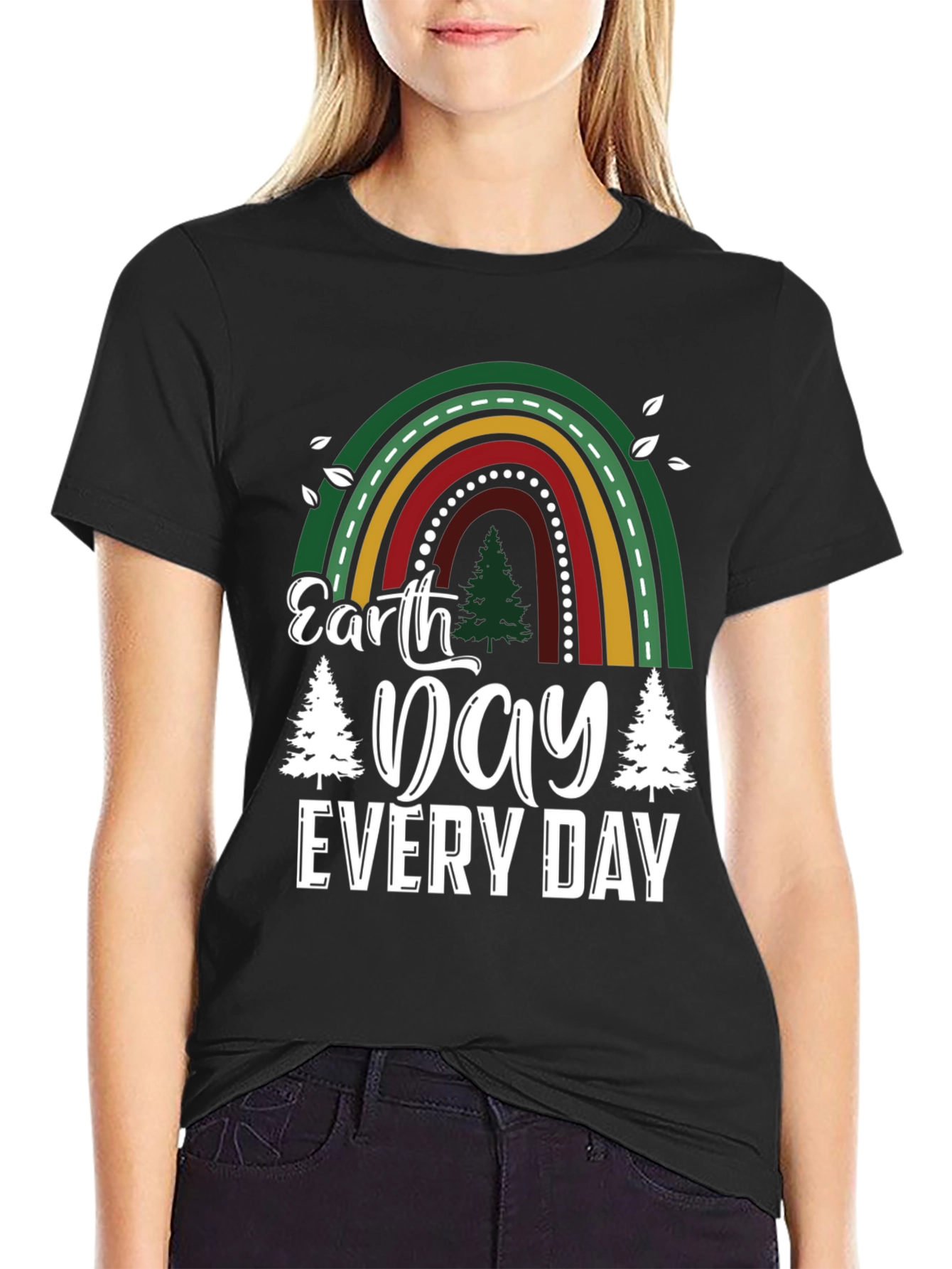 Earth Day Every Day T-Shirt - Rainbow Tree Design