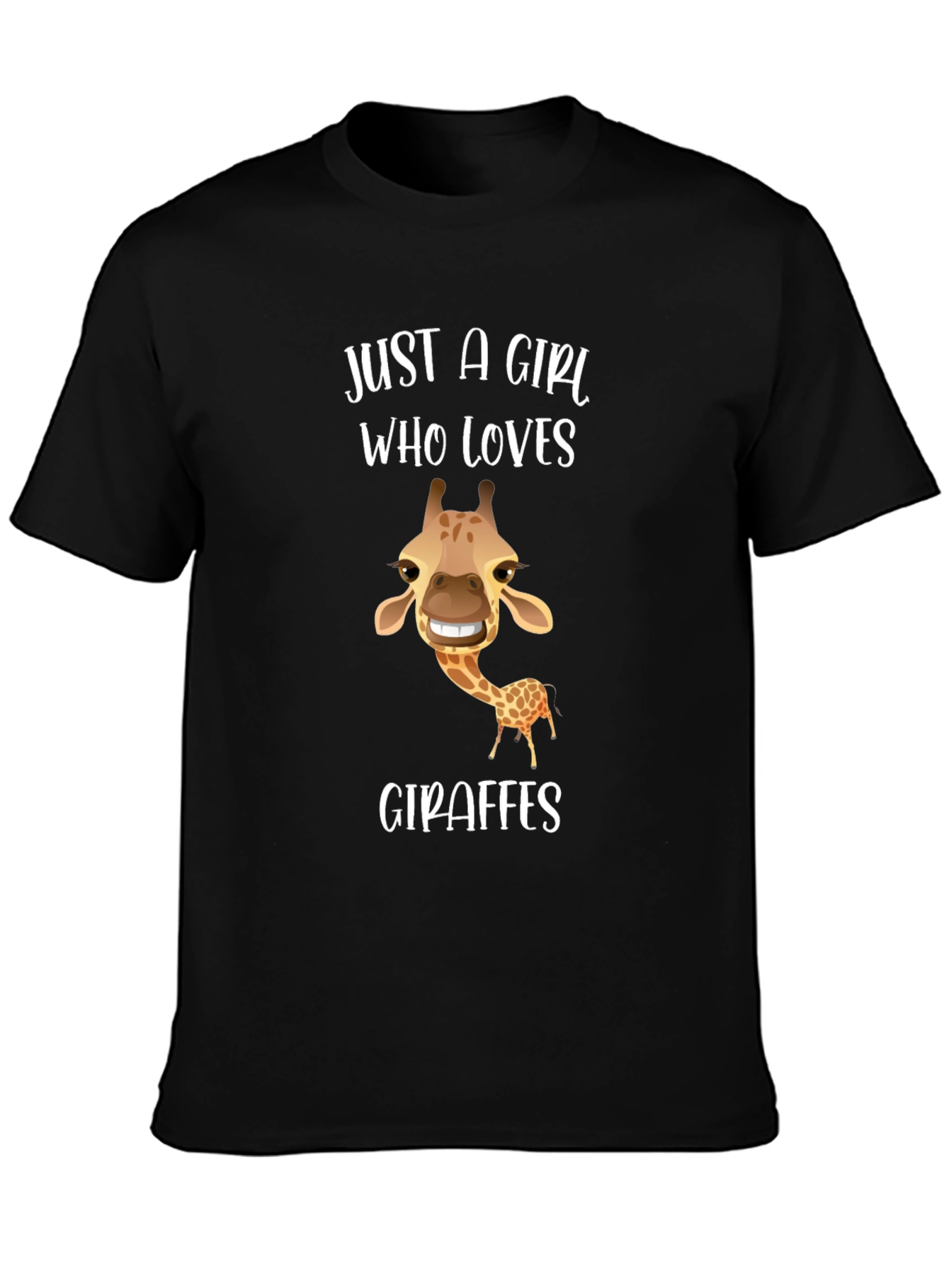 Just a Girl Who Loves Giraffes Black T-Shirt