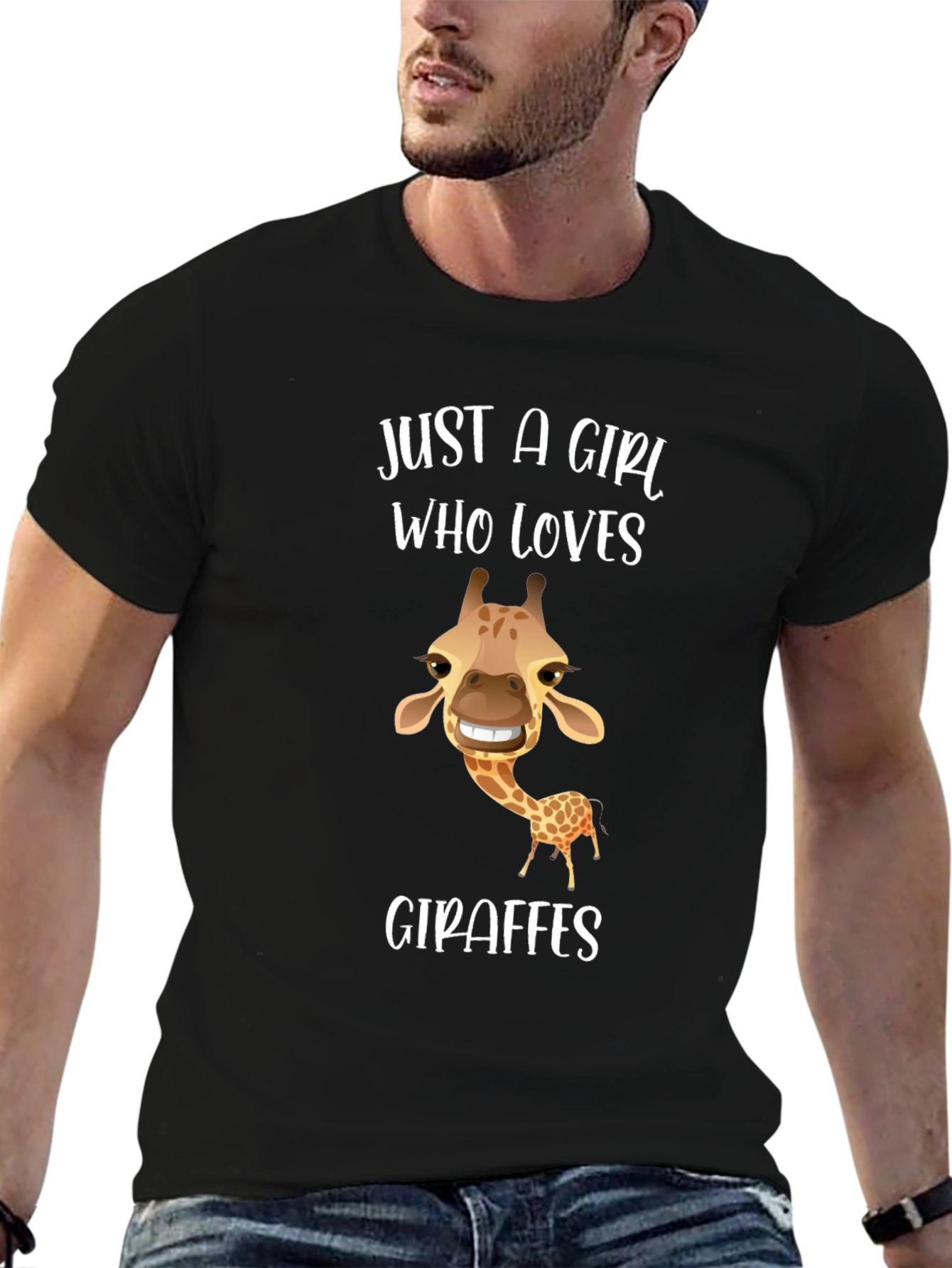 Just a Girl Who Loves Giraffes Black T-Shirt