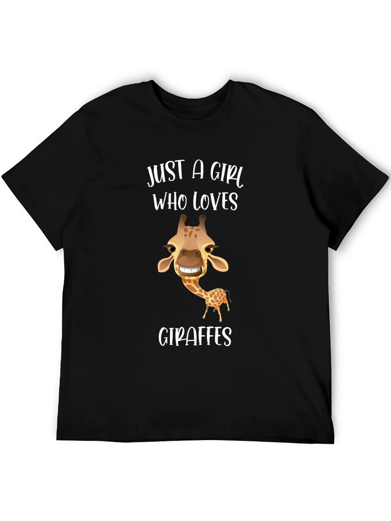 Just a Girl Who Loves Giraffes Black T-Shirt