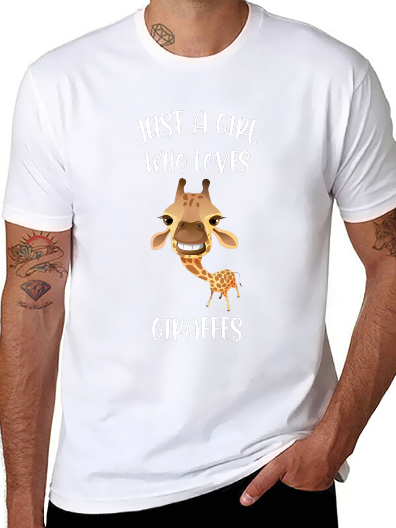 Just a Girl Who Loves Giraffes Black T-Shirt