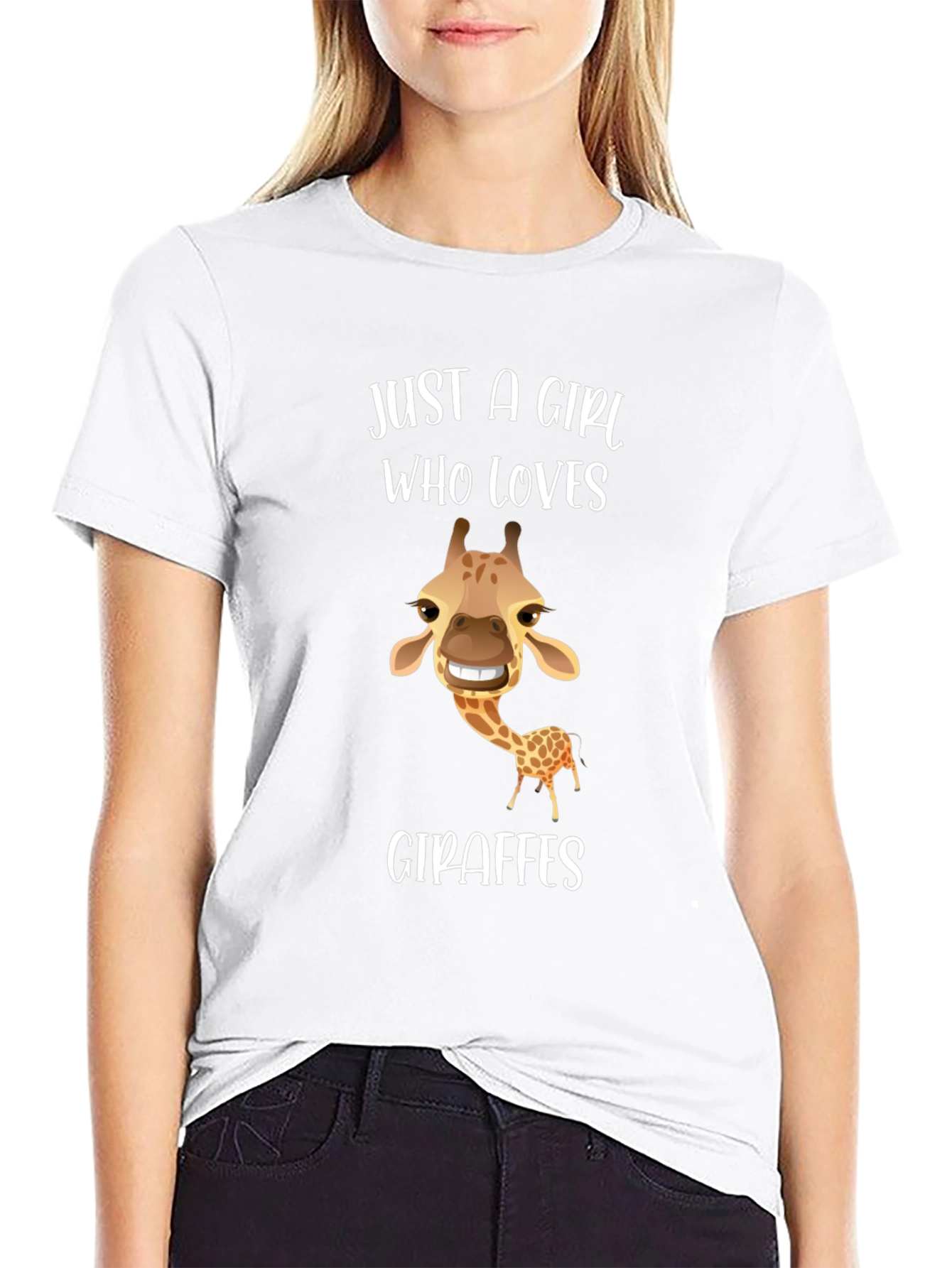 Just a Girl Who Loves Giraffes Black T-Shirt