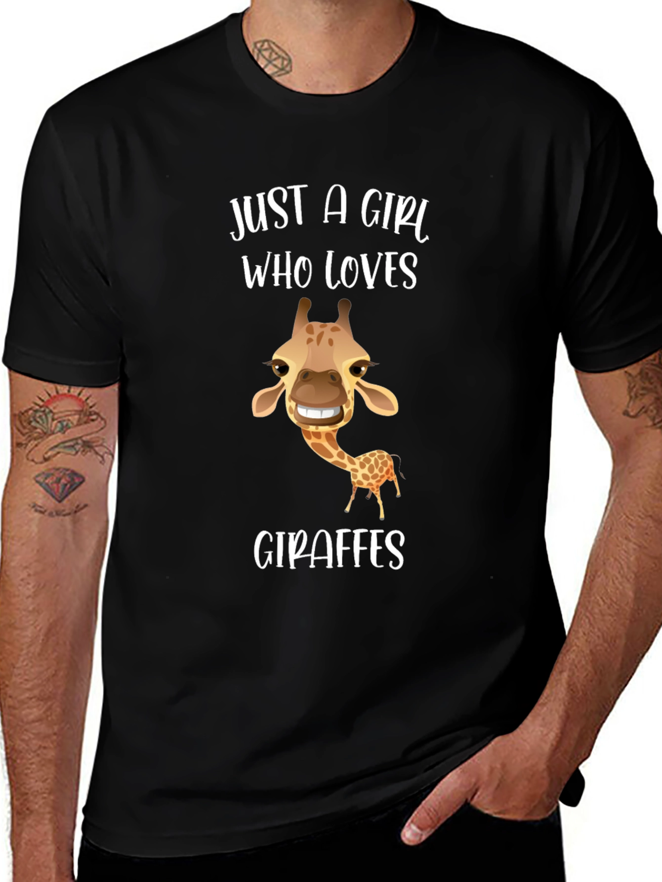 Just a Girl Who Loves Giraffes Black T-Shirt