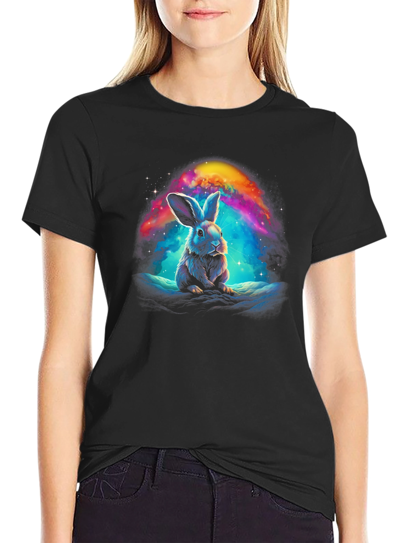 Cosmic Rabbit T-Shirt - Black