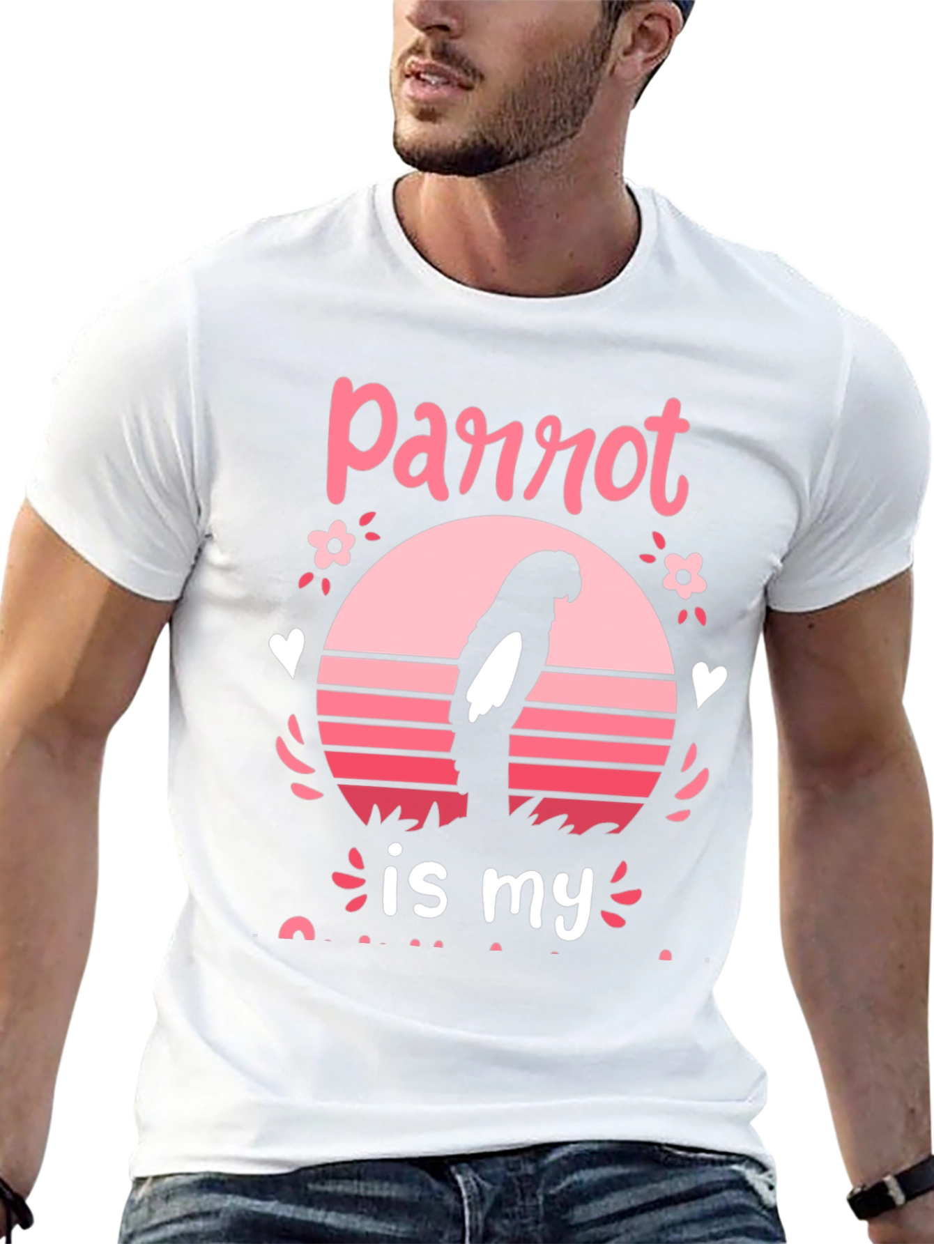 Parrot Lover Graphic Tee - Black Cotton Blend