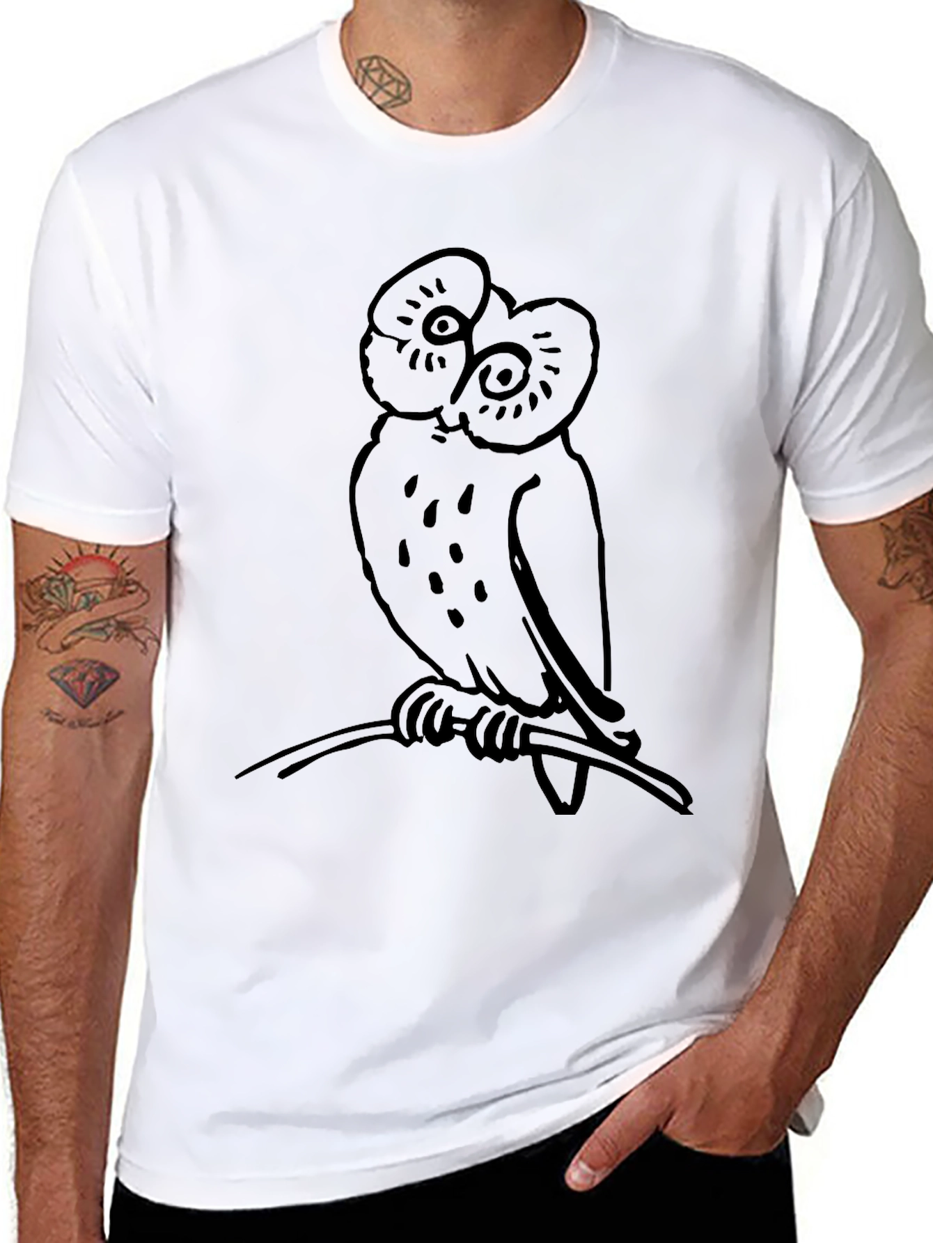 Owl Graphic T-Shirt - Black Cotton Tee