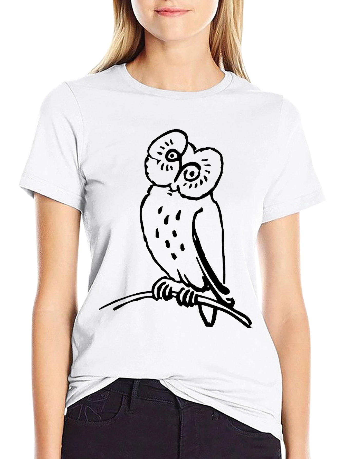 Owl Graphic T-Shirt - Black Cotton Tee