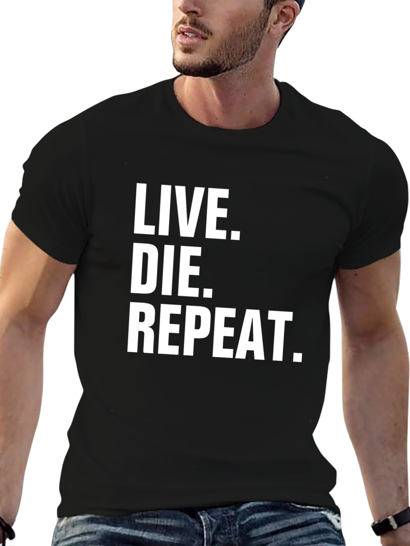 Live Die Repeat Graphic Tee - Black Cotton Blend