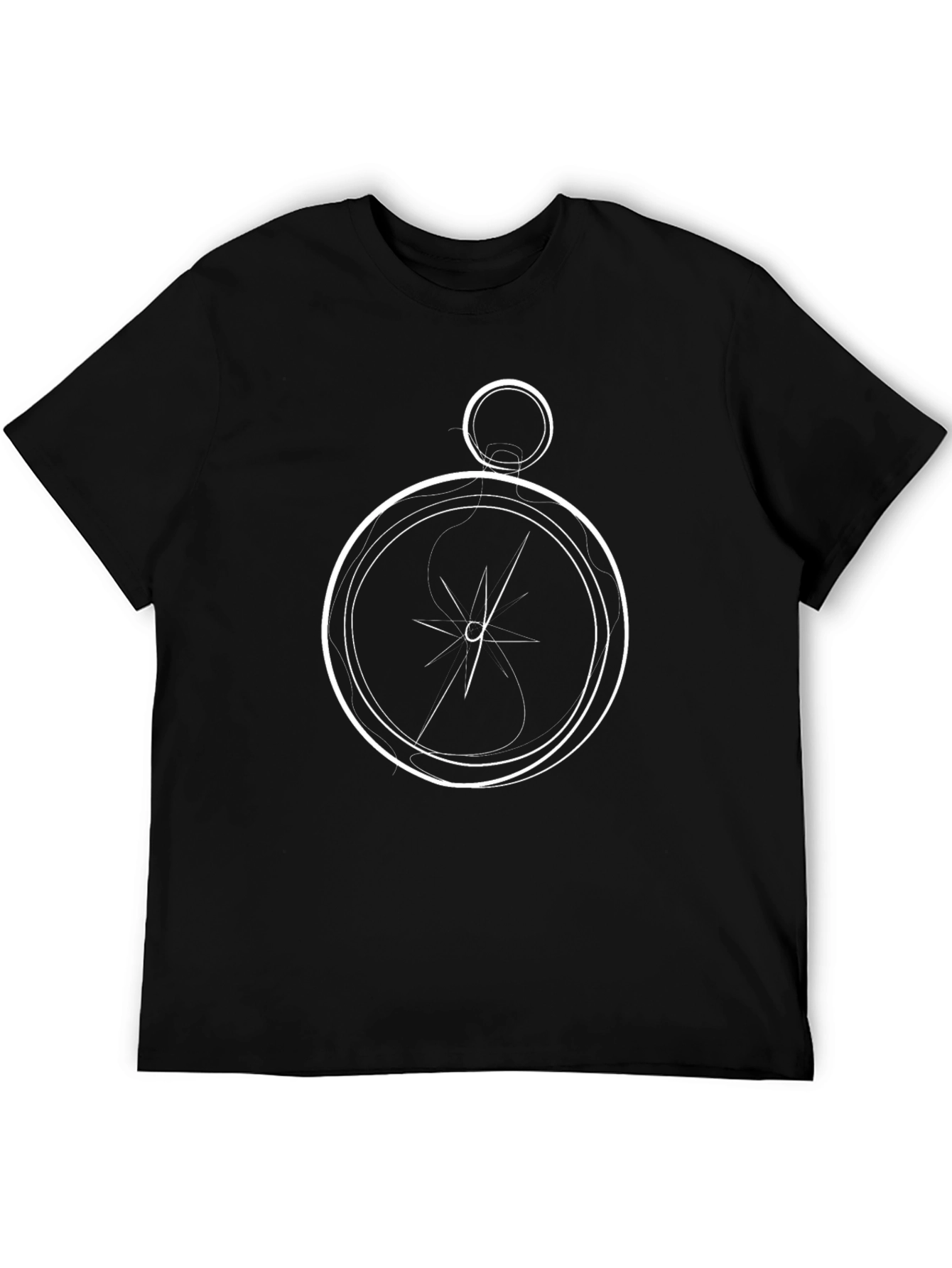 Compass Graphic Print Black T-Shirt