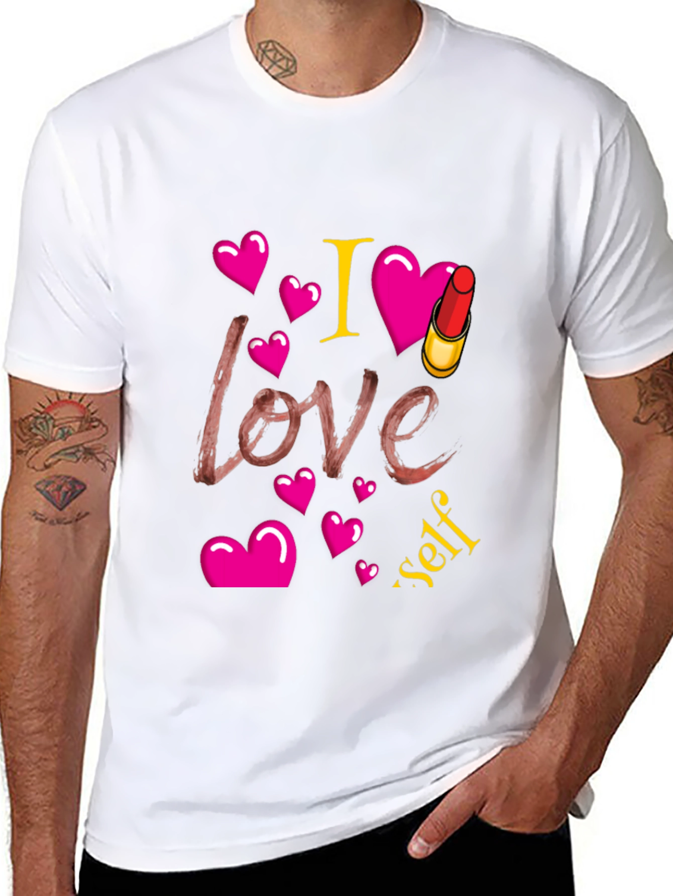 I Love Myself Lipstick Heart Tee