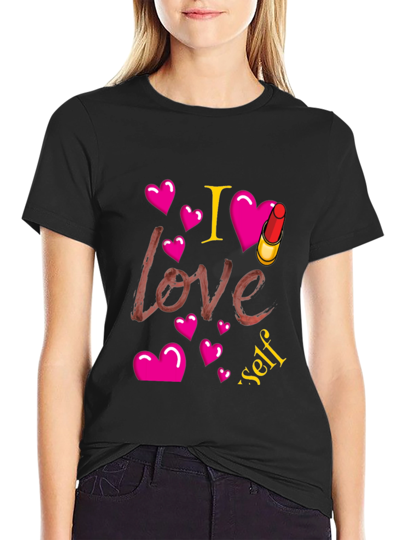I Love Myself Lipstick Heart Tee