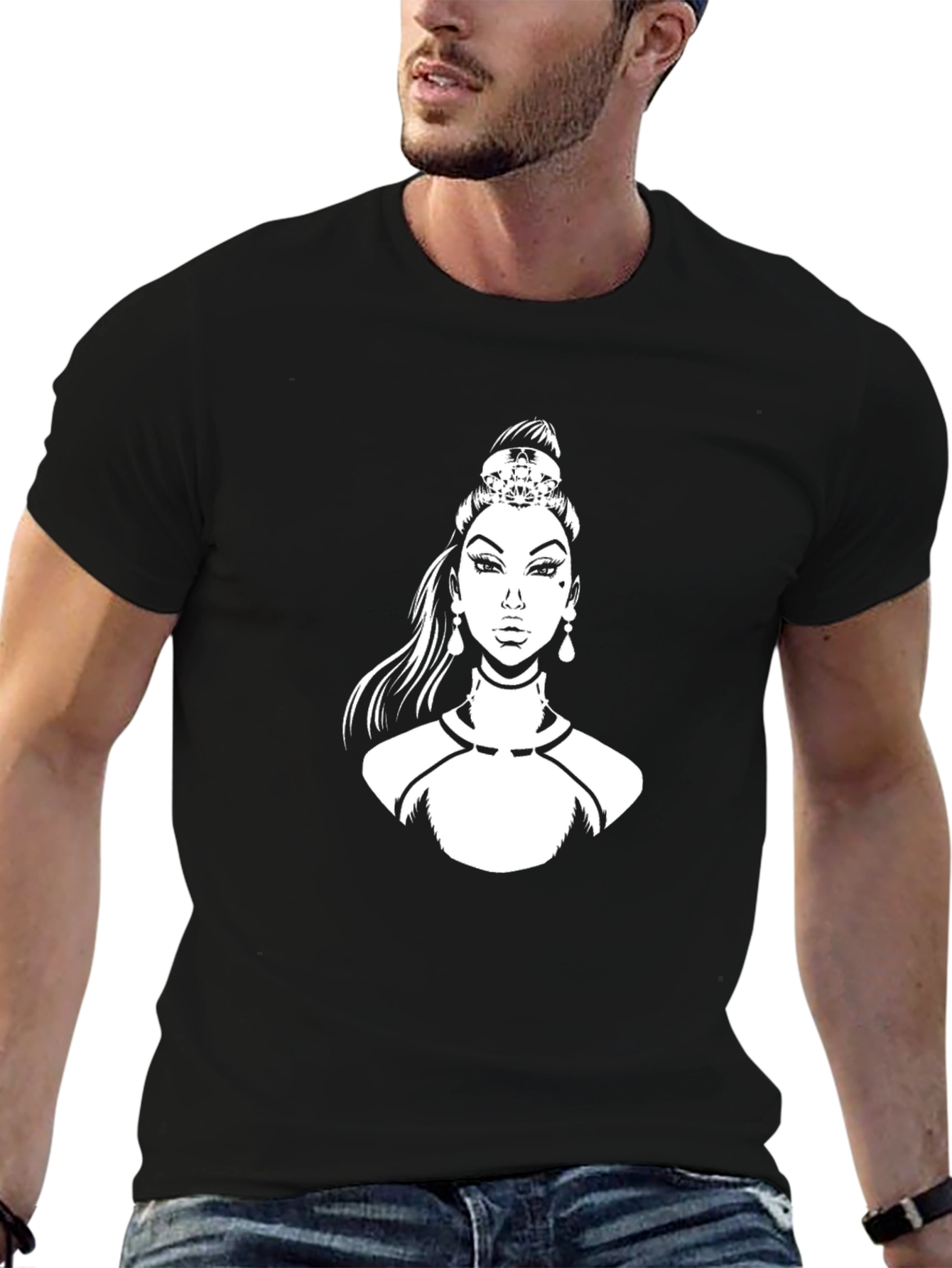 Graphic Tee - Woman with Crown Black T-Shirt