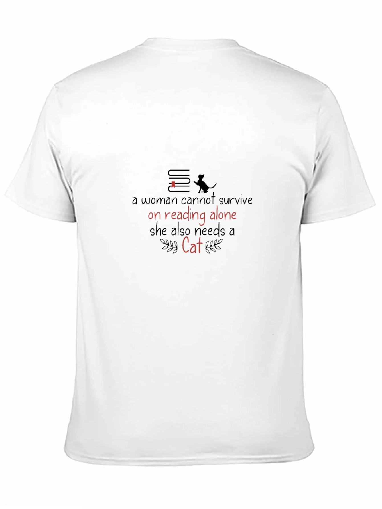 Cat & Books Graphic T-Shirt - A Womans Essentials