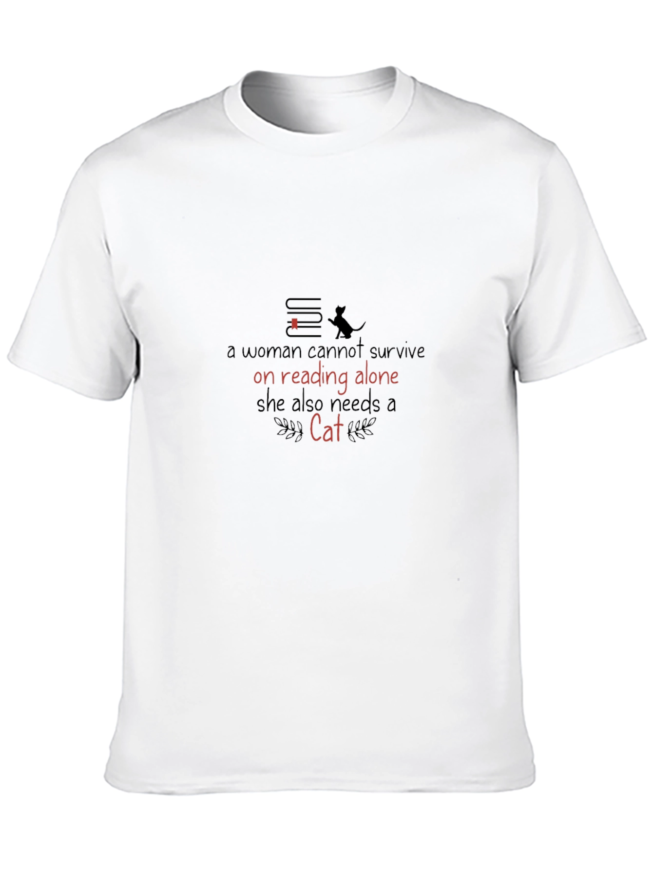 Cat & Books Graphic T-Shirt - A Womans Essentials