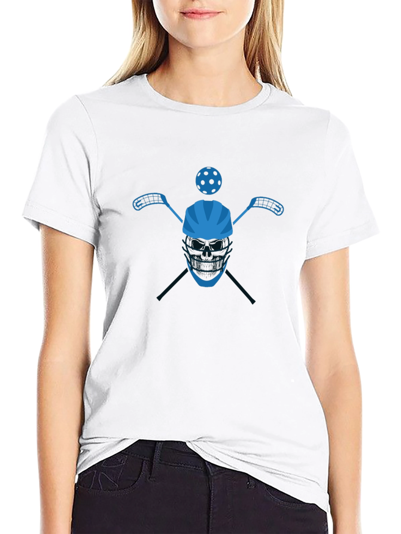 Floorball Player Black Graphic T-Shirt