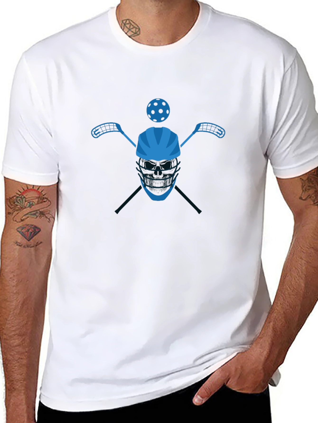 Floorball Player Black Graphic T-Shirt