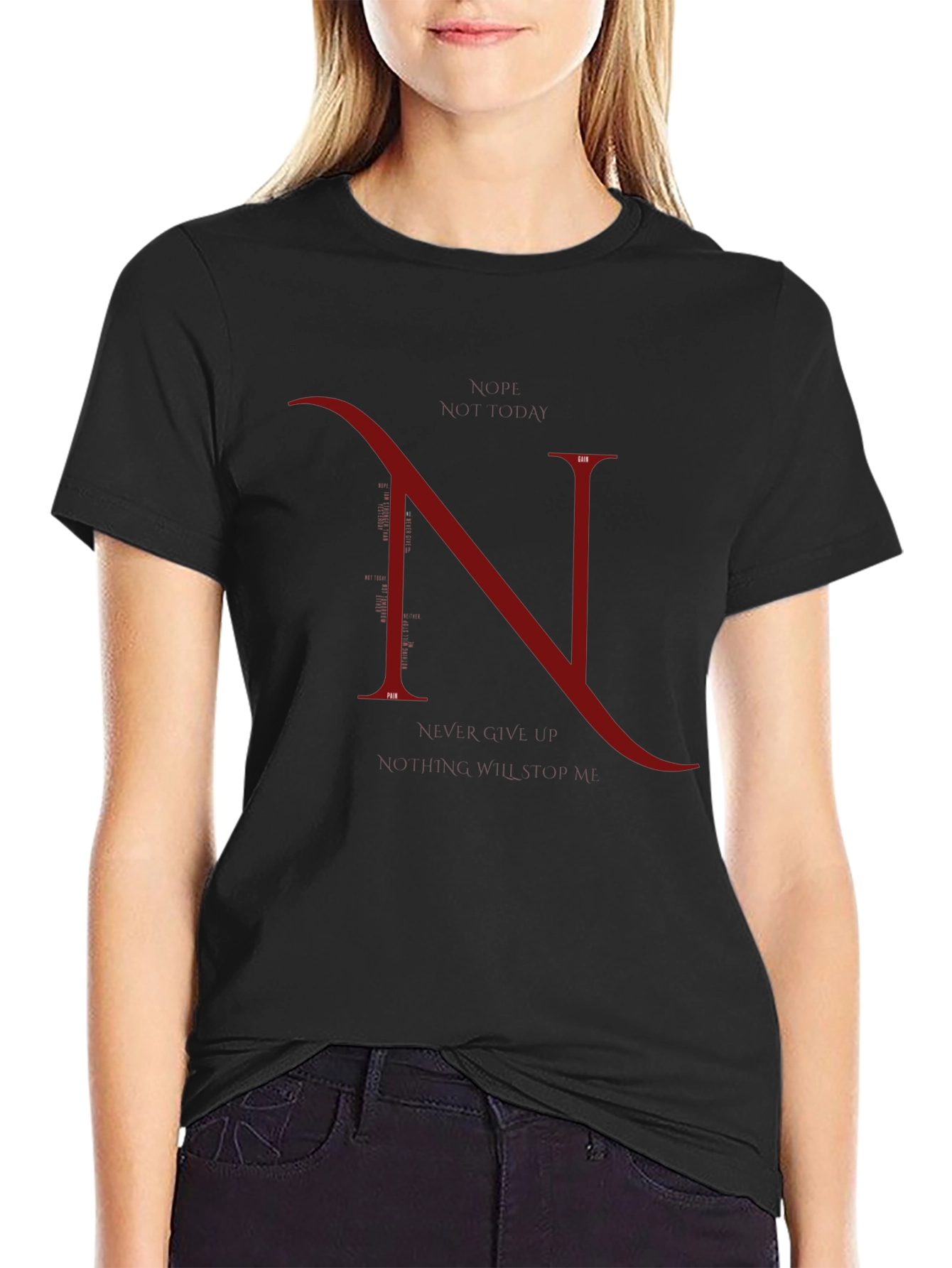 Elegant N Graphic Black T-Shirt