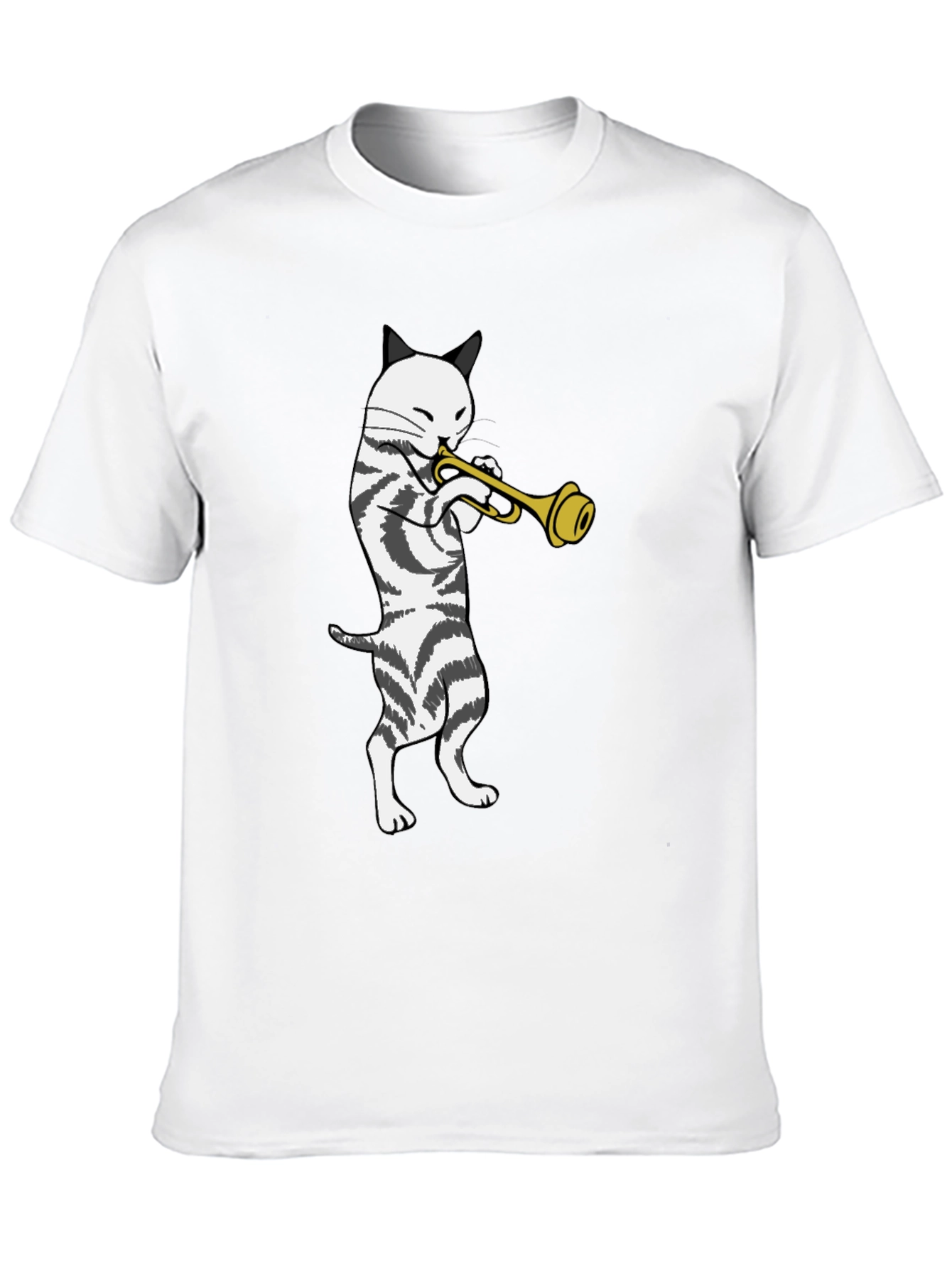 Cool Cat Trumpet Player Black T-Shirt