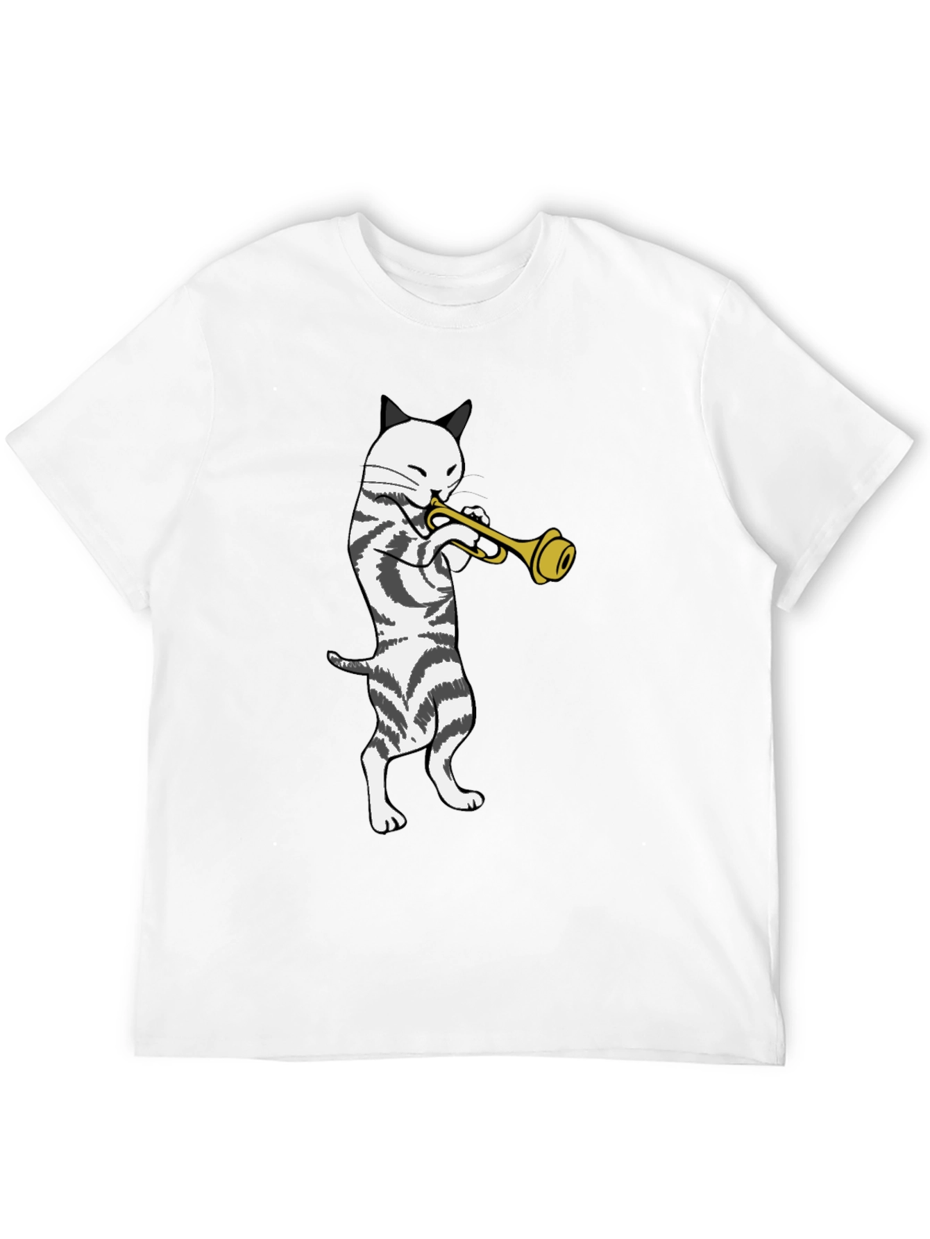 Cool Cat Trumpet Player Black T-Shirt