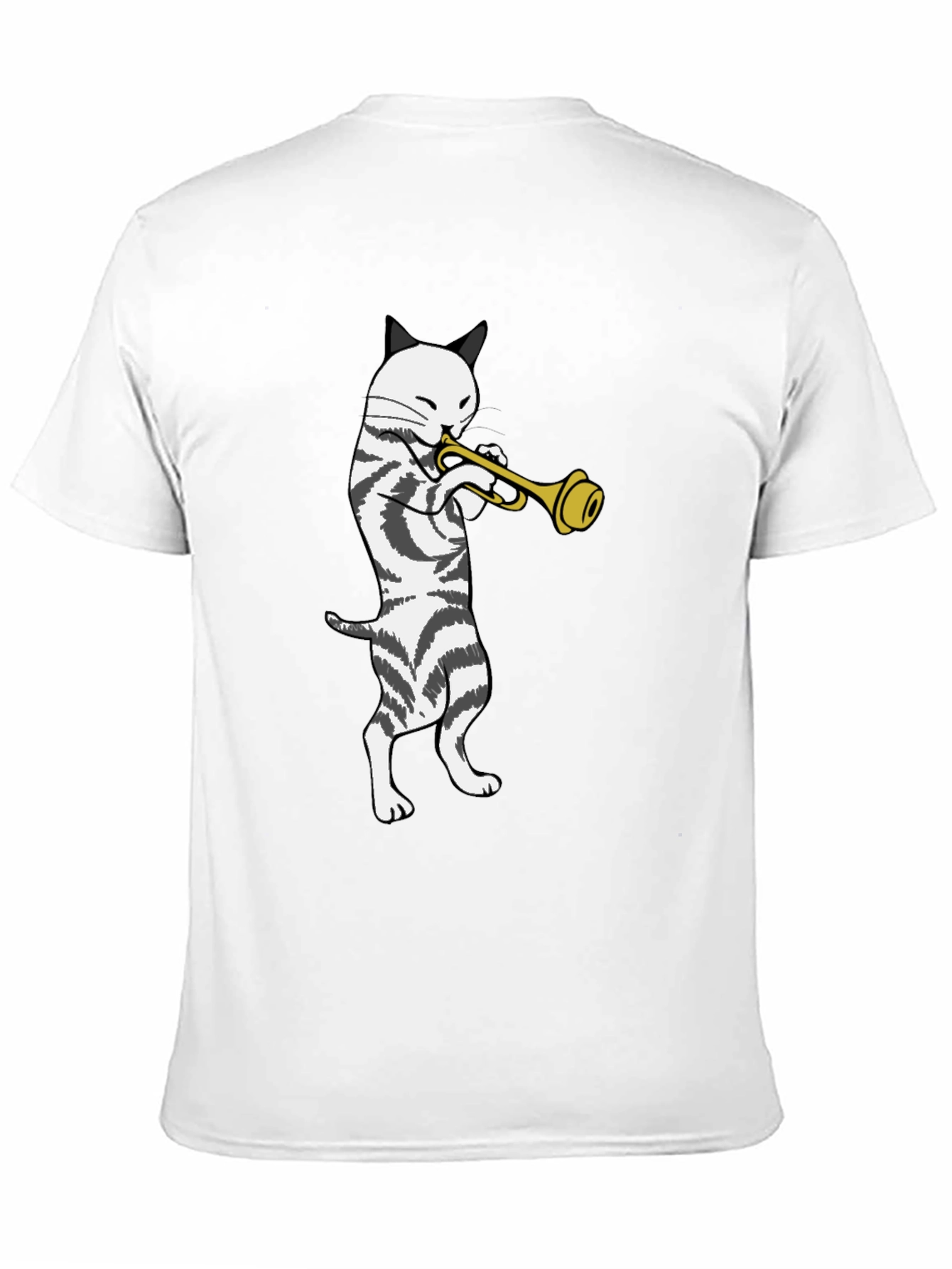 Cool Cat Trumpet Player Black T-Shirt
