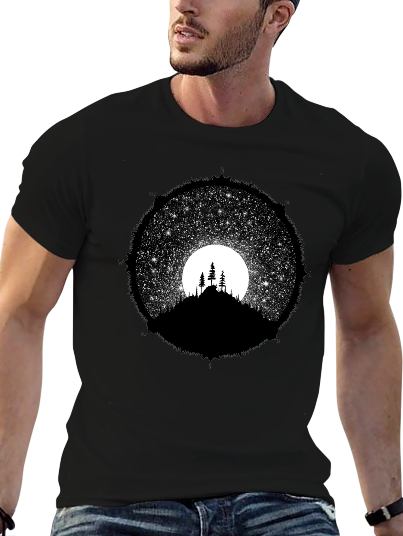 Night Sky Silhouette Graphic Tee