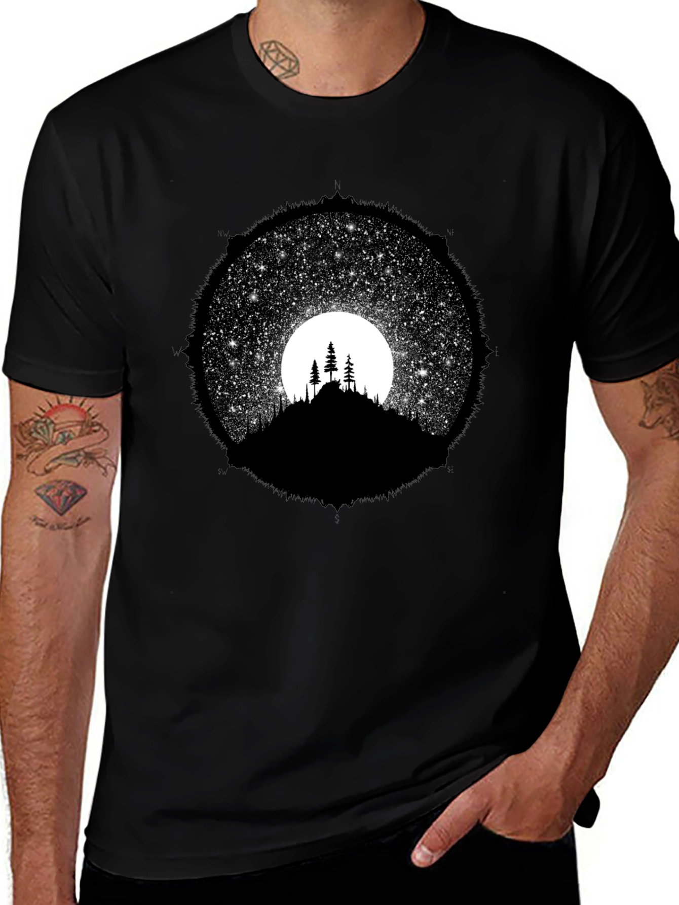 Night Sky Silhouette Graphic Tee