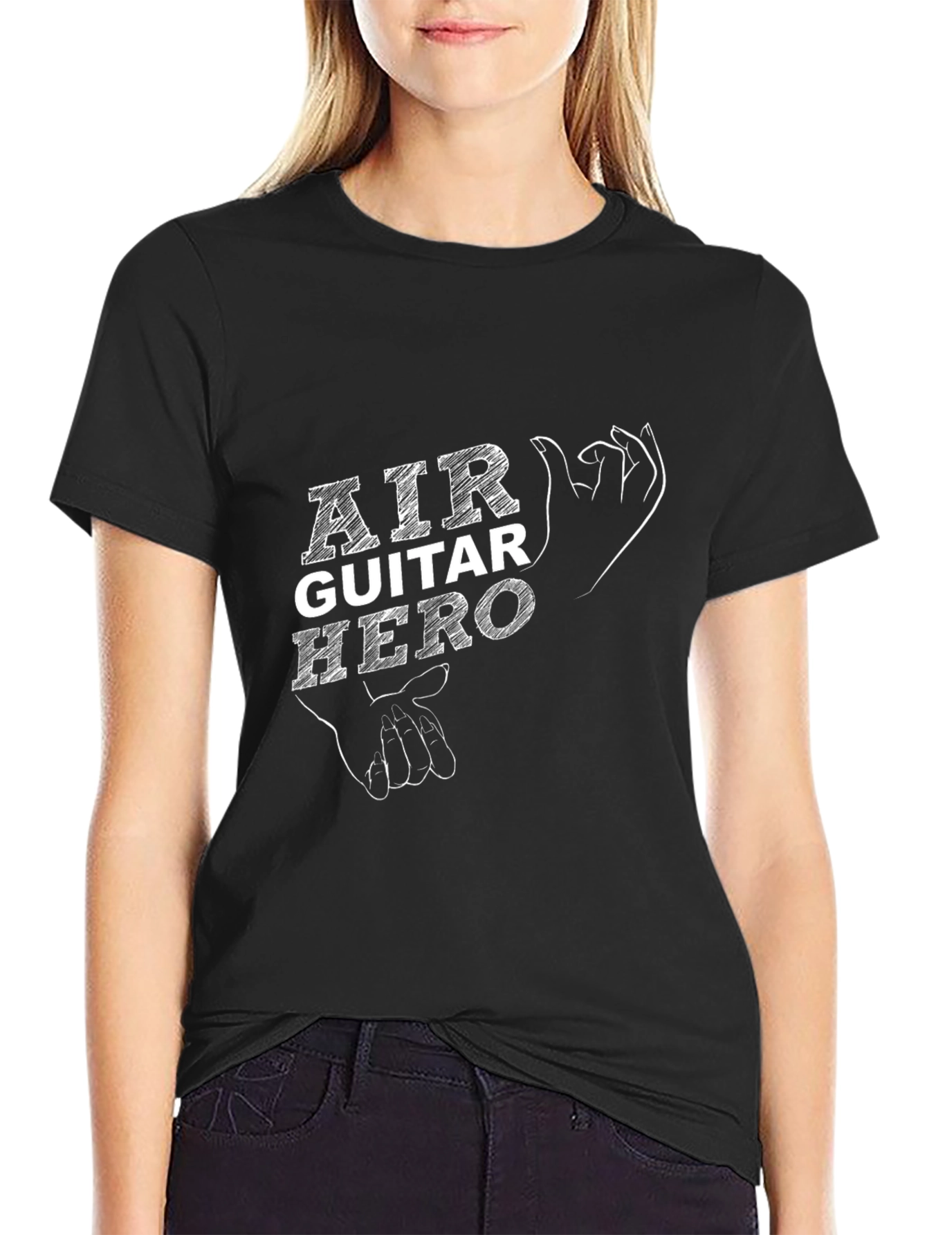 Air Guitar Hero Black Graphic Tee