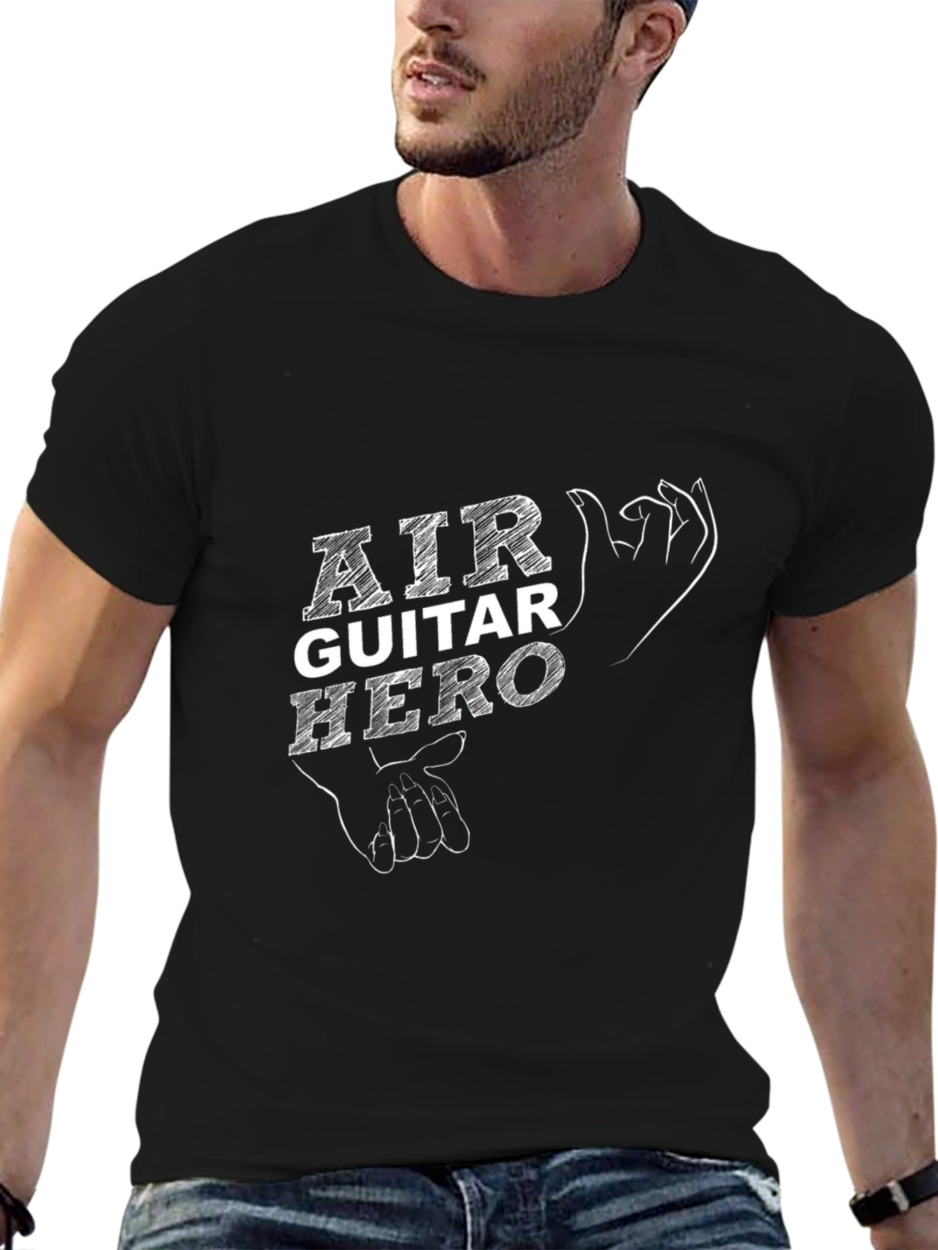 Air Guitar Hero Black Graphic Tee