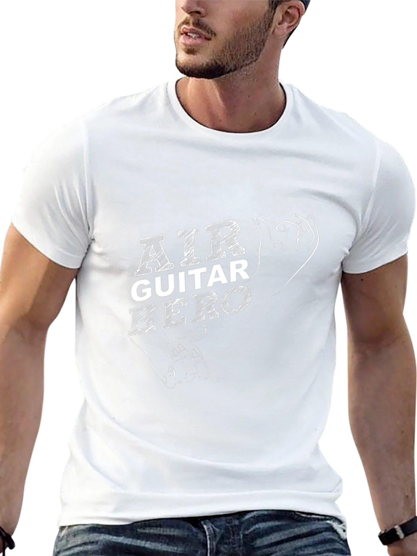 Air Guitar Hero Black Graphic Tee