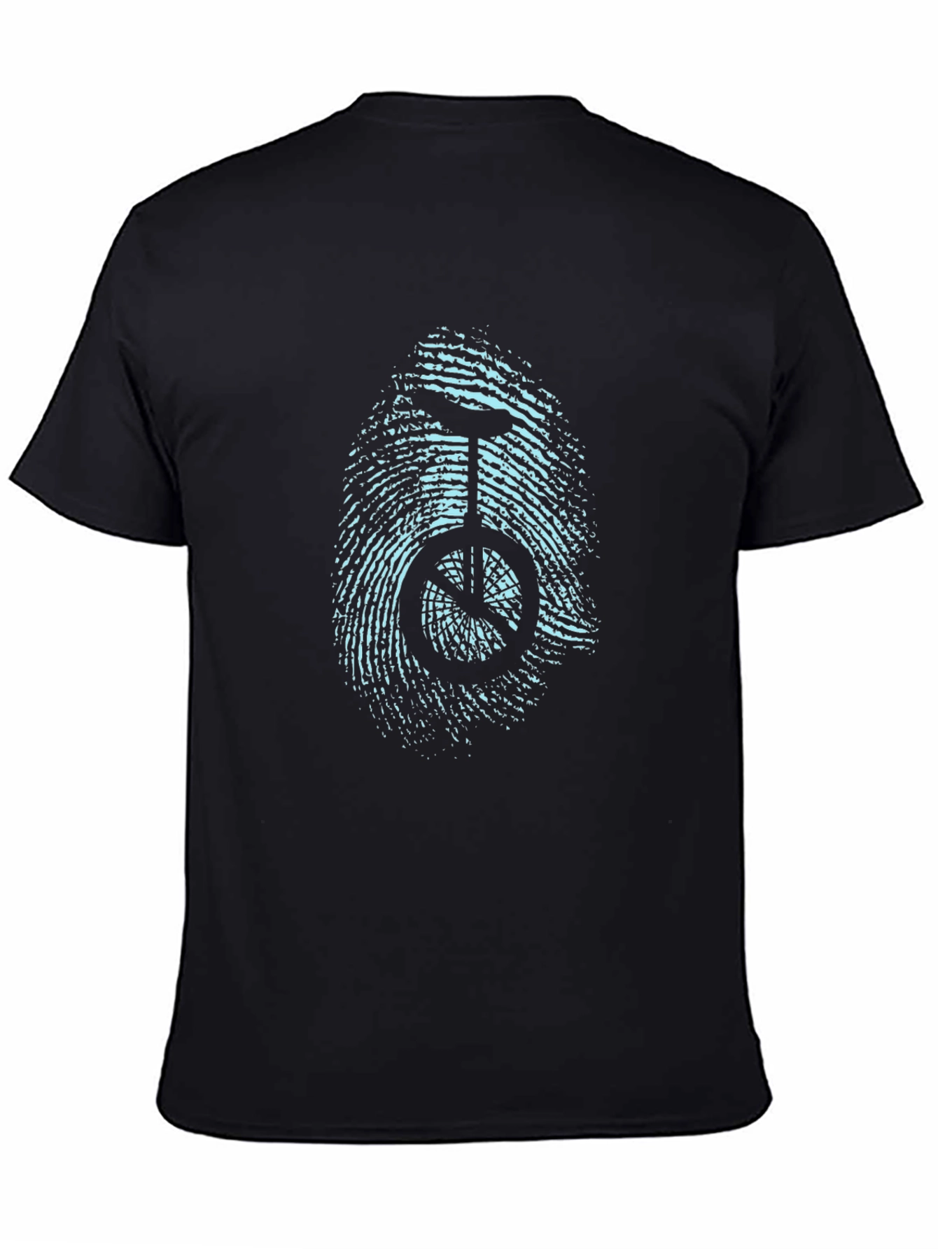 Unicycle Fingerprint Graphic Tee - Black Cotton Blend