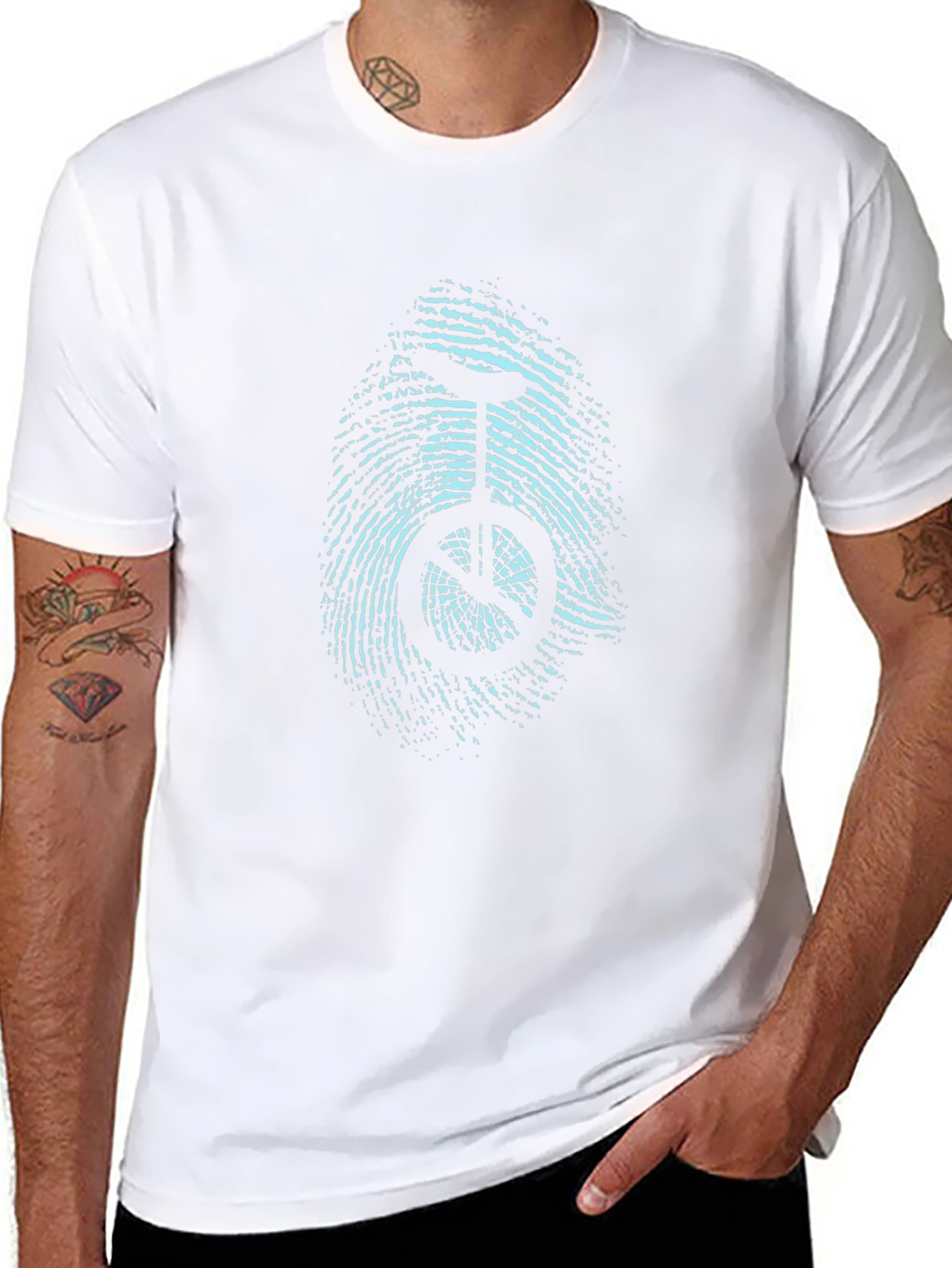 Unicycle Fingerprint Graphic Tee - Black Cotton Blend