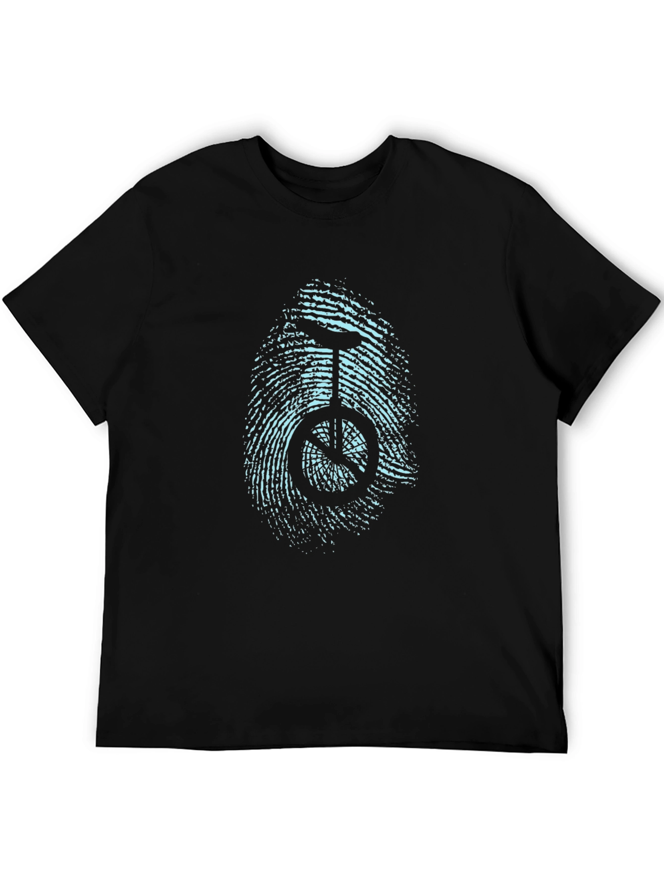 Unicycle Fingerprint Graphic Tee - Black Cotton Blend