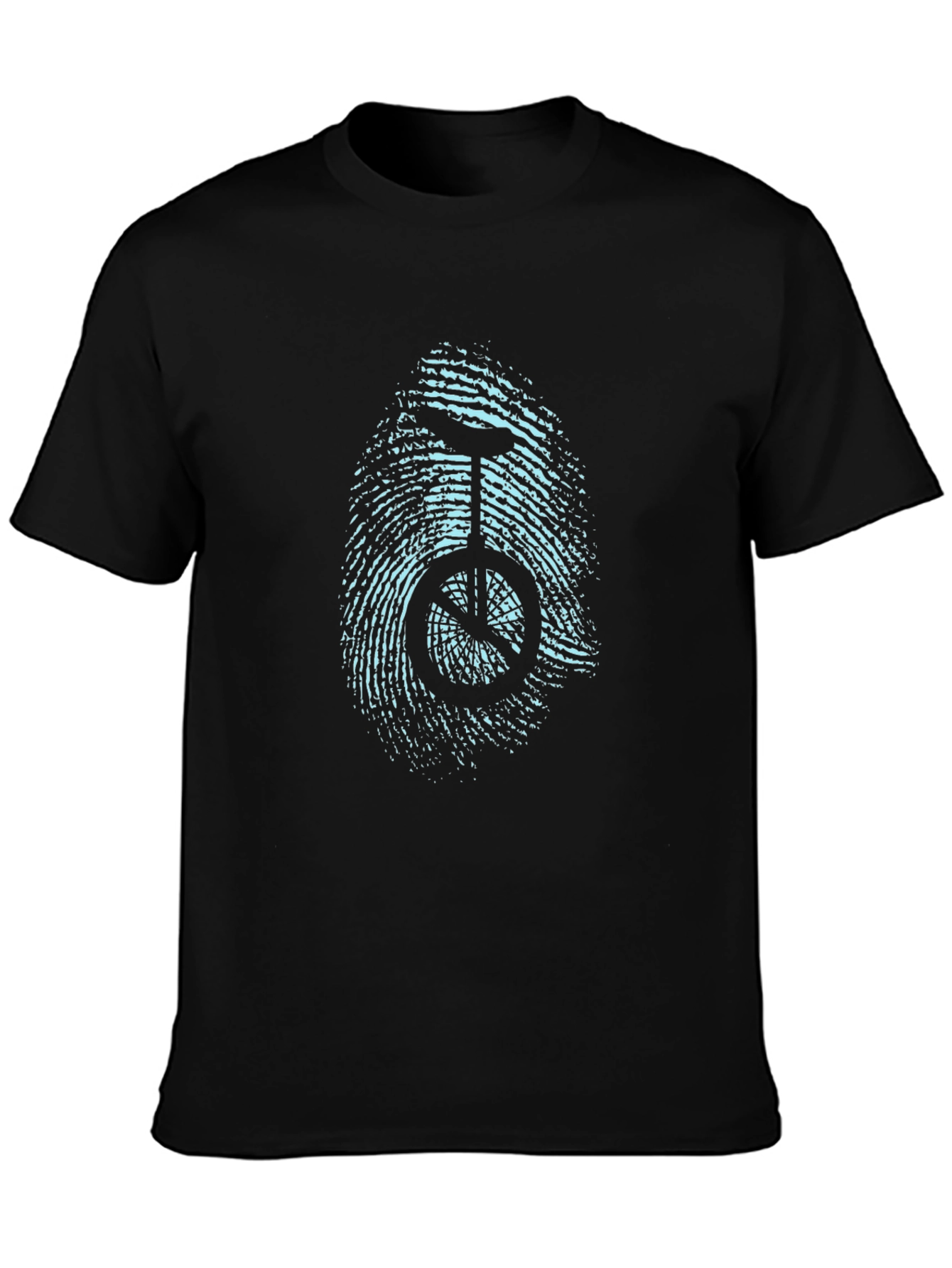 Unicycle Fingerprint Graphic Tee - Black Cotton Blend