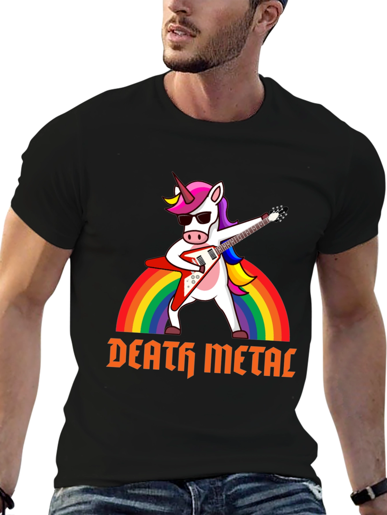 Death Metal Unicorn T-Shirt Rocker Rainbow