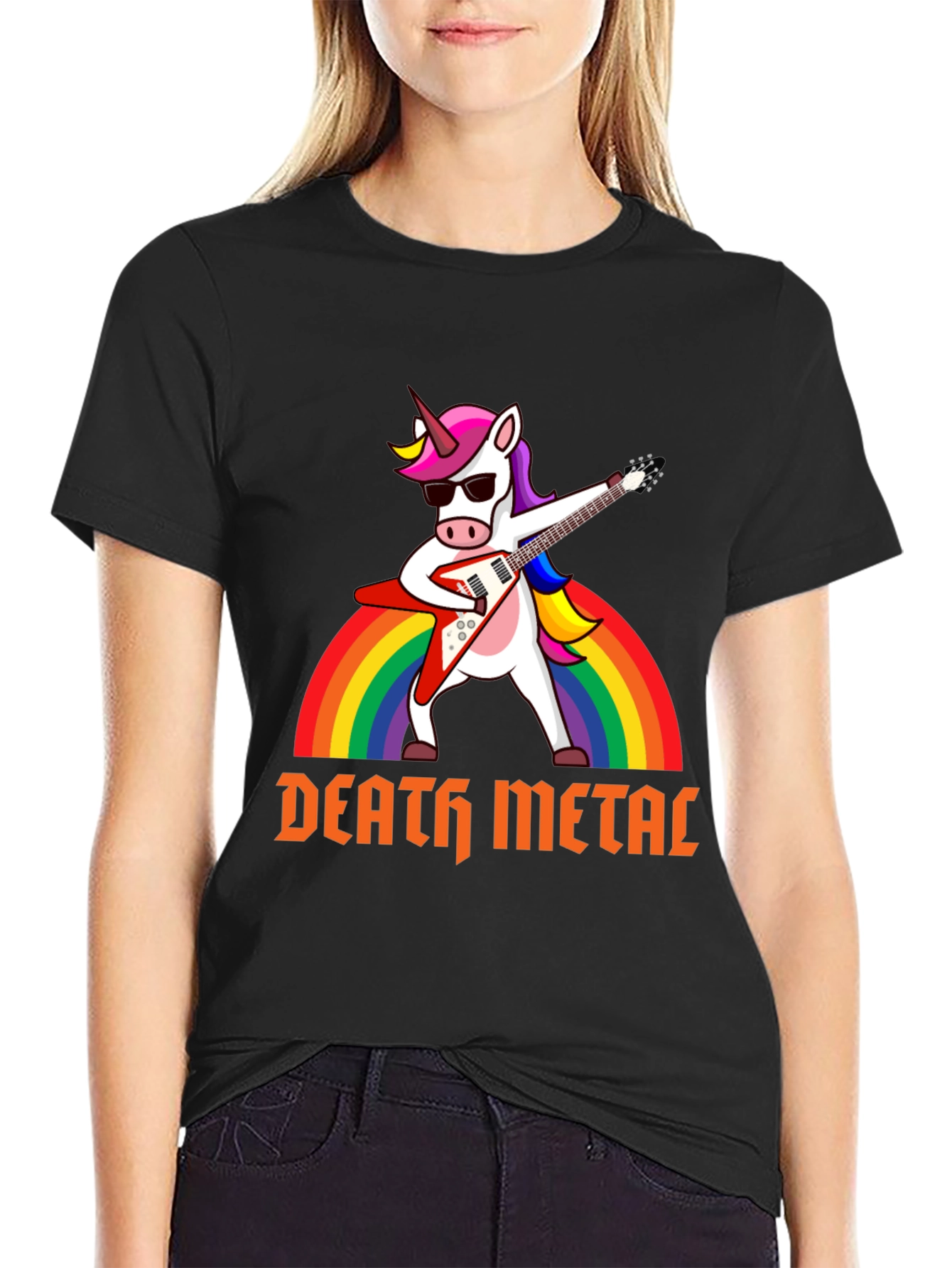 Death Metal Unicorn T-Shirt Rocker Rainbow