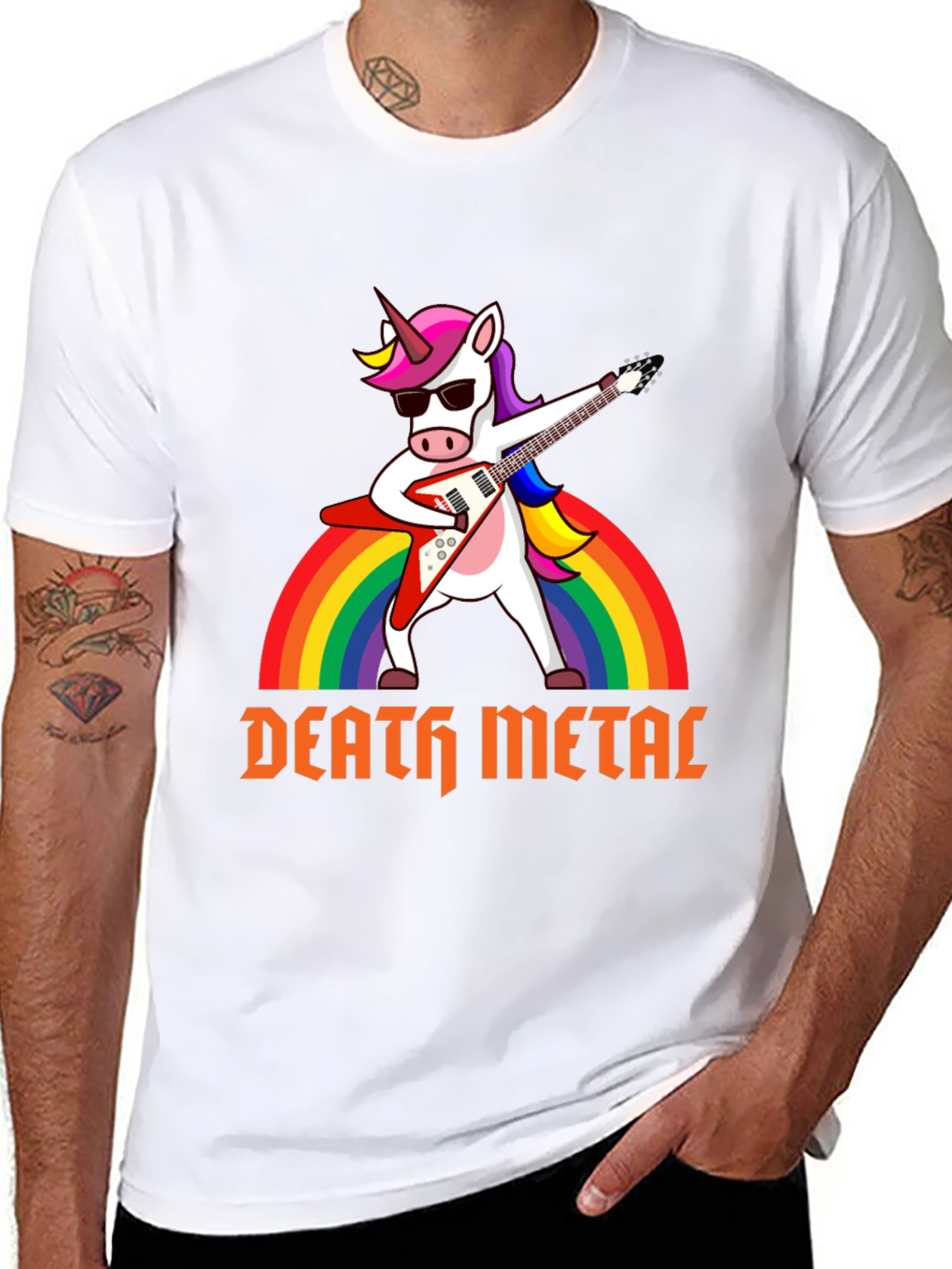 Death Metal Unicorn T-Shirt Rocker Rainbow